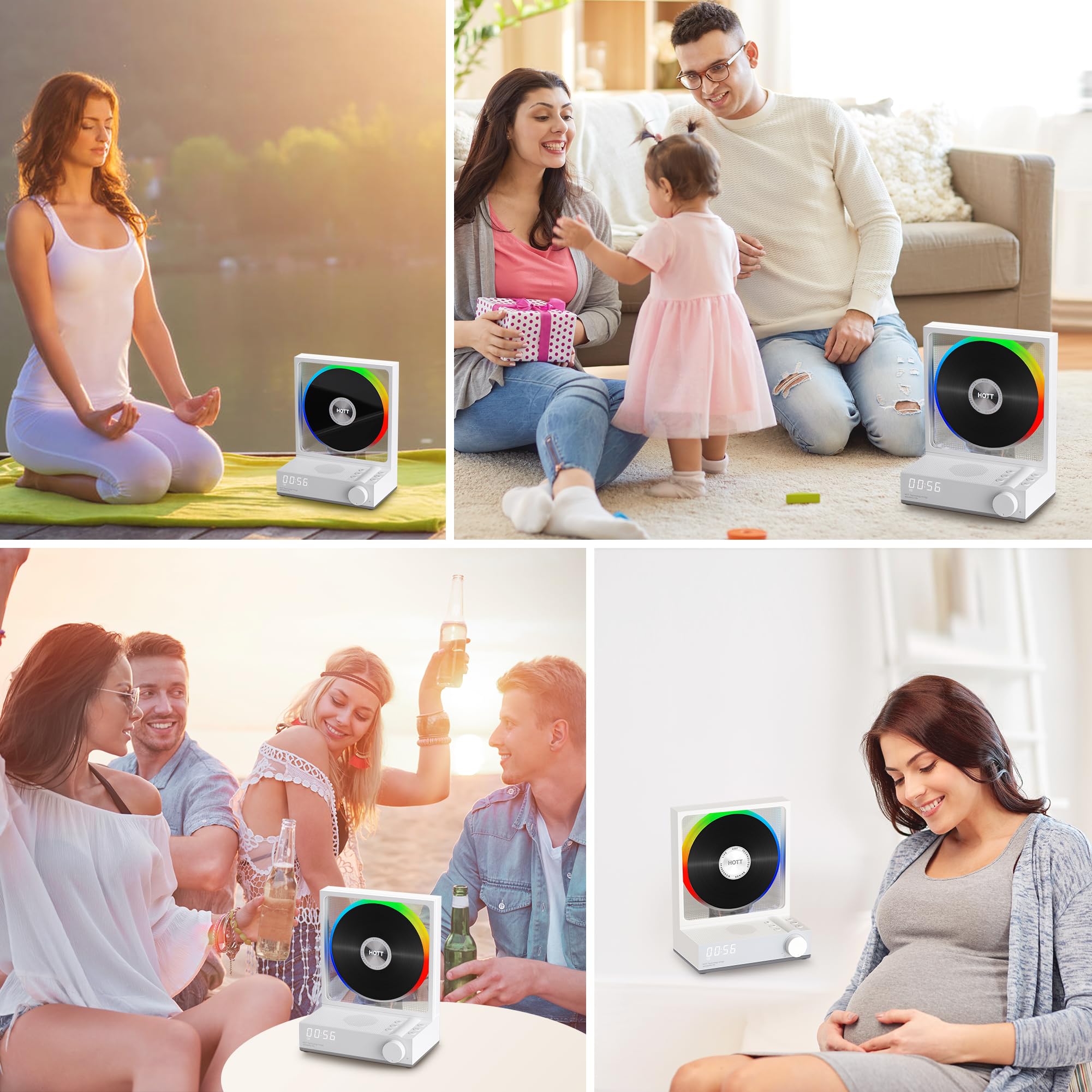Portable Bluetooth CD Player with HiFi Stereo Sound, USB/TF Card Reader & RGB Lights - Compact Desktop CD Player for Home, Office, Dorm | Perfect for Music Lovers, Audiobooks, and Retro Music Playback