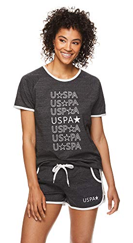 U.S. Polo Assn. Women's Lounge Sets - Soft Ringer Tee & Comfortable Dolphin Shorts Pajama Set for Women | Cozy Sleepwear & Loungewear for Home Relaxation