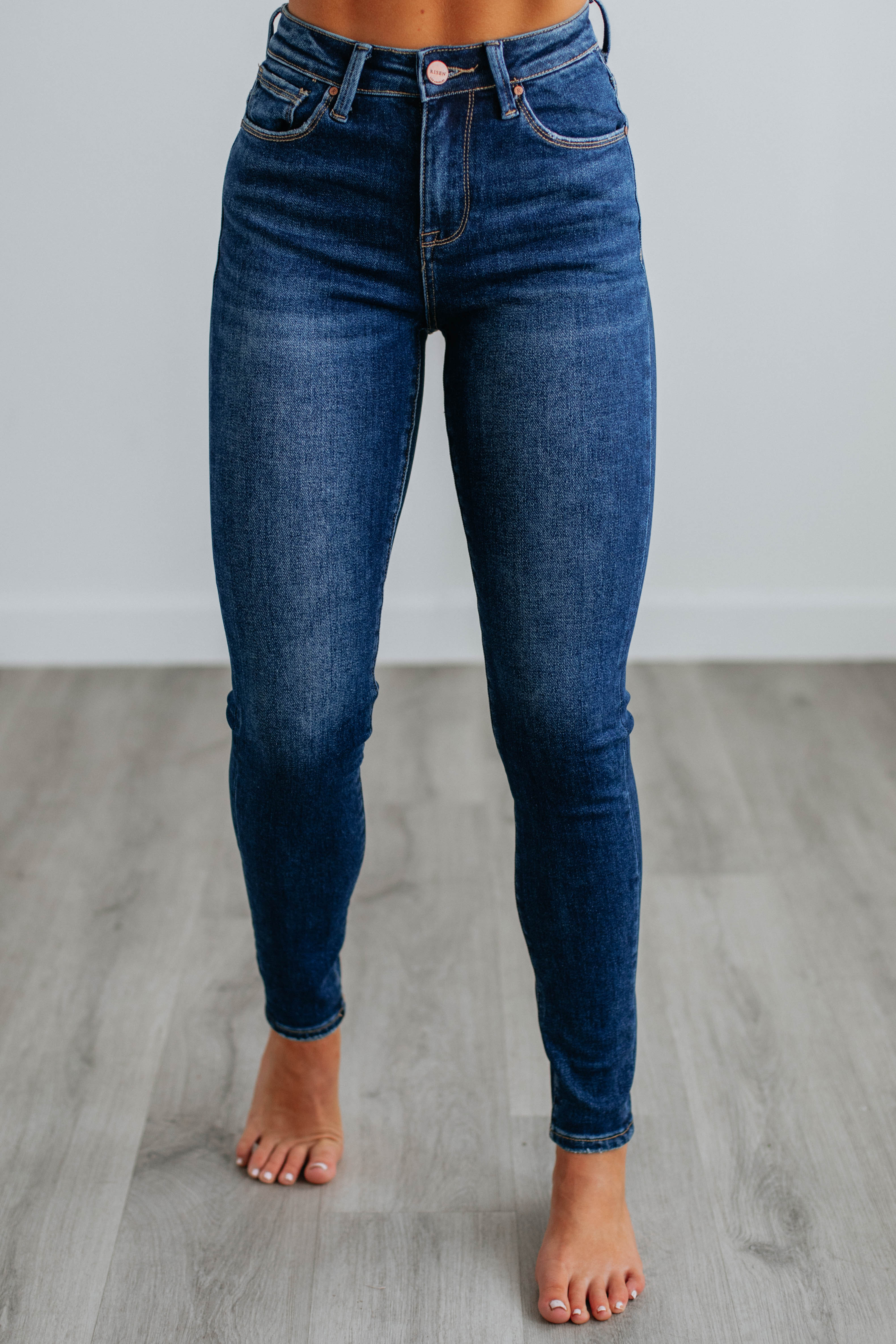 Edita Risen Jeans for Women - High Waist Stretch Denim Pants, Dark Wash Slim Fit Jeans - Perfect for Casual Wear, Office & Night Out