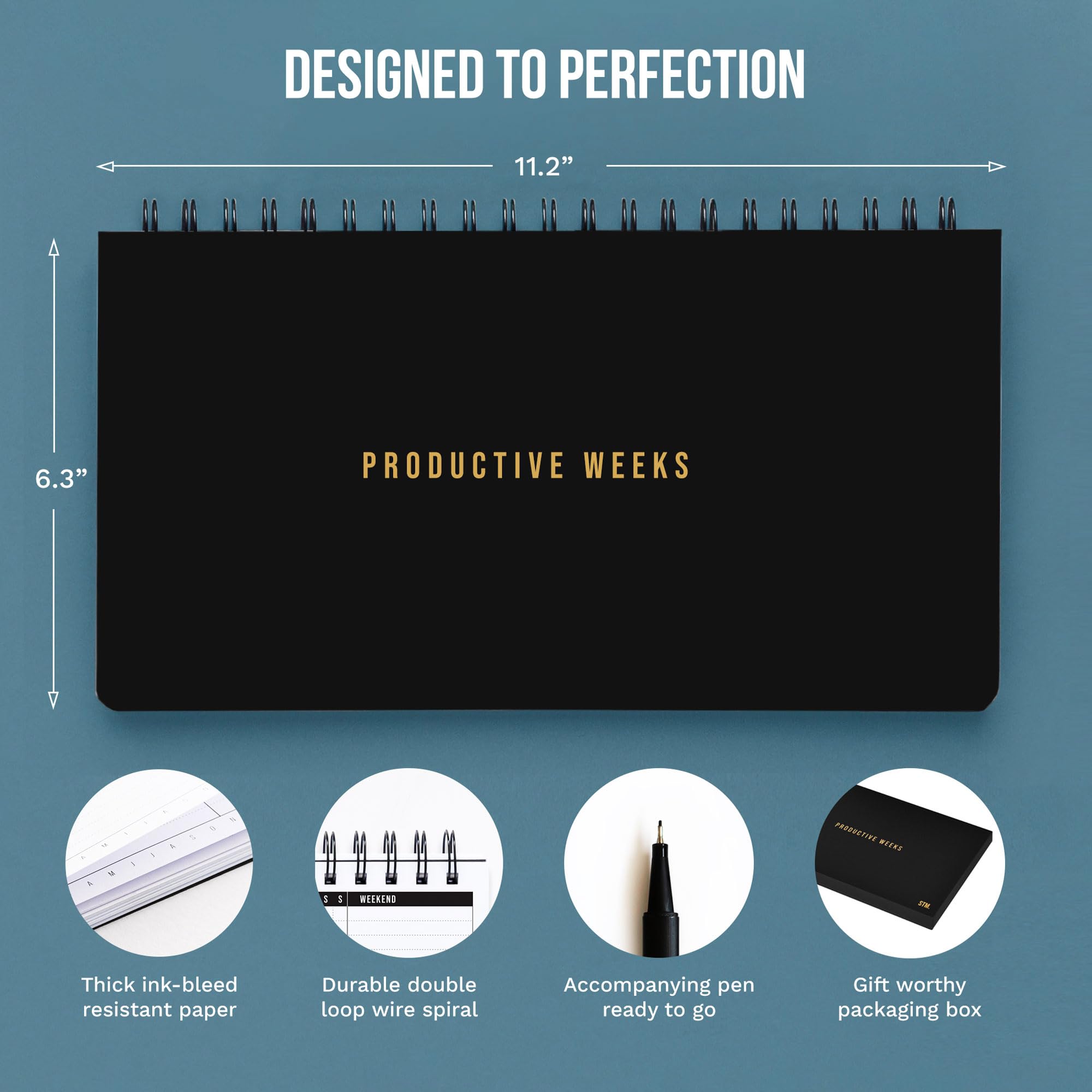 Scribbles That Matter 2025 Weekly Planner Spiral Bound - Undated Productivity Planner with Habit Tracker | 55 Weeks (29x17.2