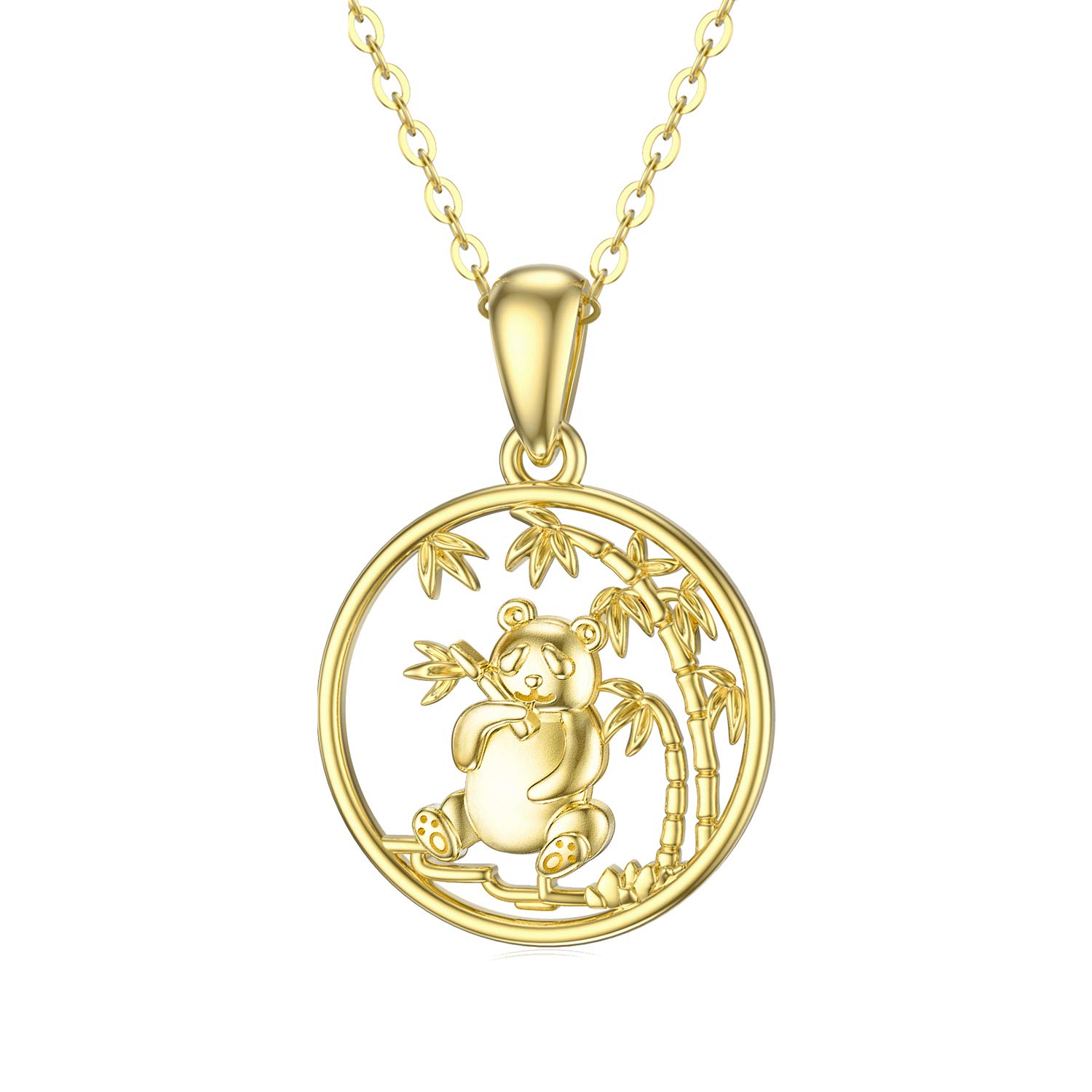 14K Solid Gold Panda Necklace for Women - Real Gold Cute Animal Panda Bear Pendant Jewelry - Perfect Gift for Wife, Mom, Girlfriend - 16-18 Inch Chain - Birthday, Anniversary, Valentine's Day Present