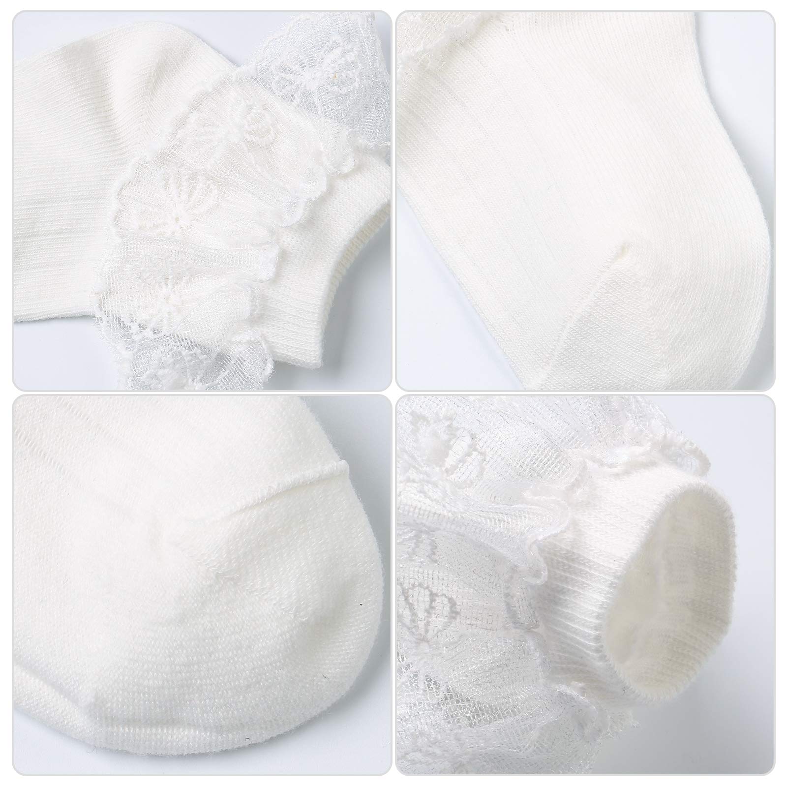 6 Pairs Baby Girls Socks - Newborn Ruffle Lace Cotton Socks for Princess - Soft Knit Frilly Socks for Infants & Toddlers - Perfect for Special Occasions, Photo Shoots & Everyday Wear