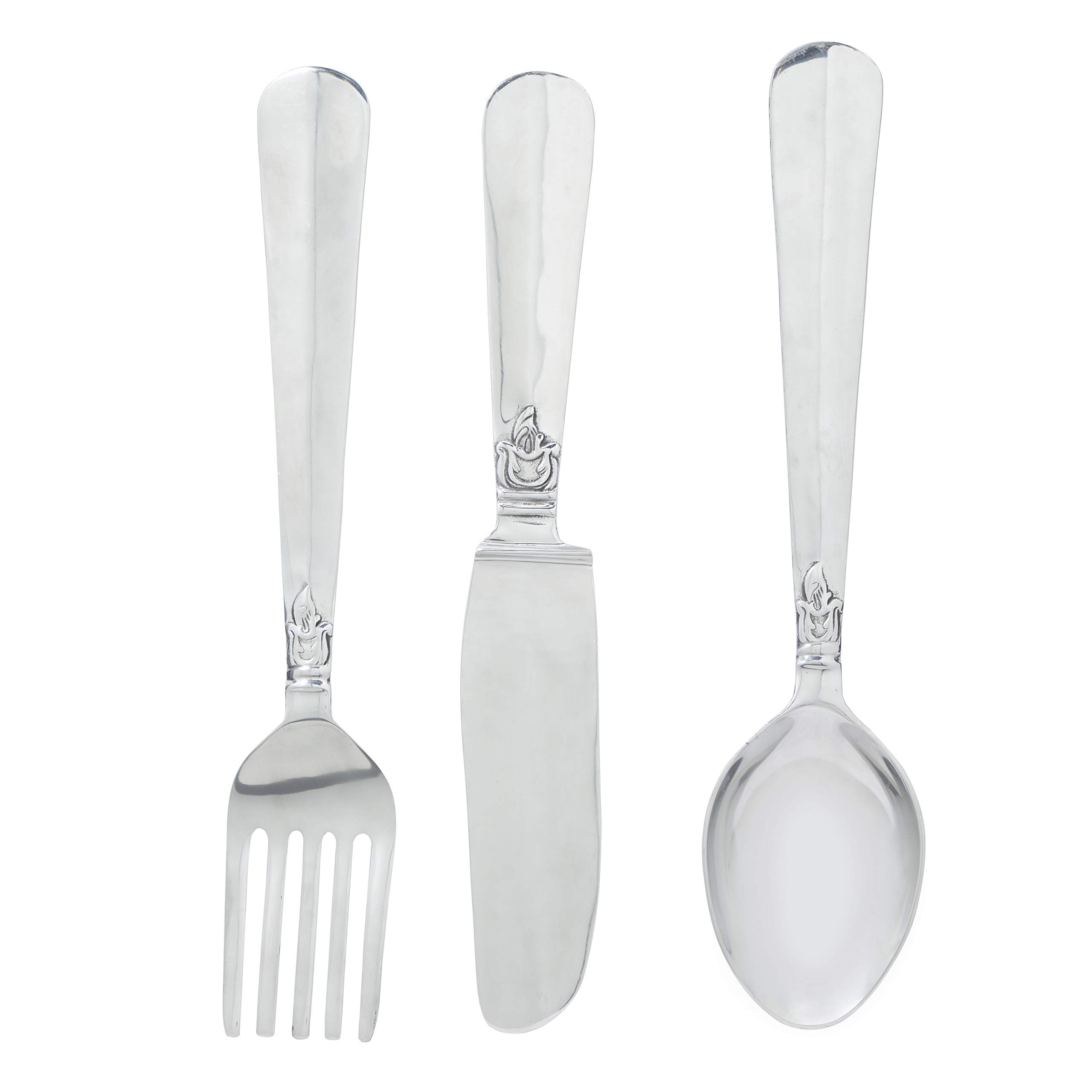 Deco 79 Traditional Aluminum Kitchen Utensils Wall Decor Set - 3 Piece Hanging Cookware Art (35