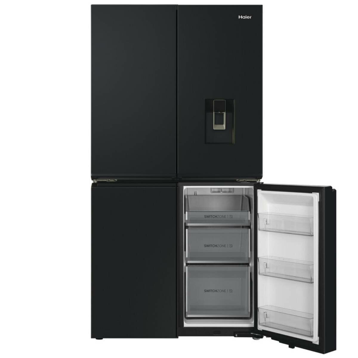 Haier 623L Quad Door Refrigerator with Ice and Water Dispenser - Black Stainless Steel HRF680YPC - Perfect for Large Families & Entertaining