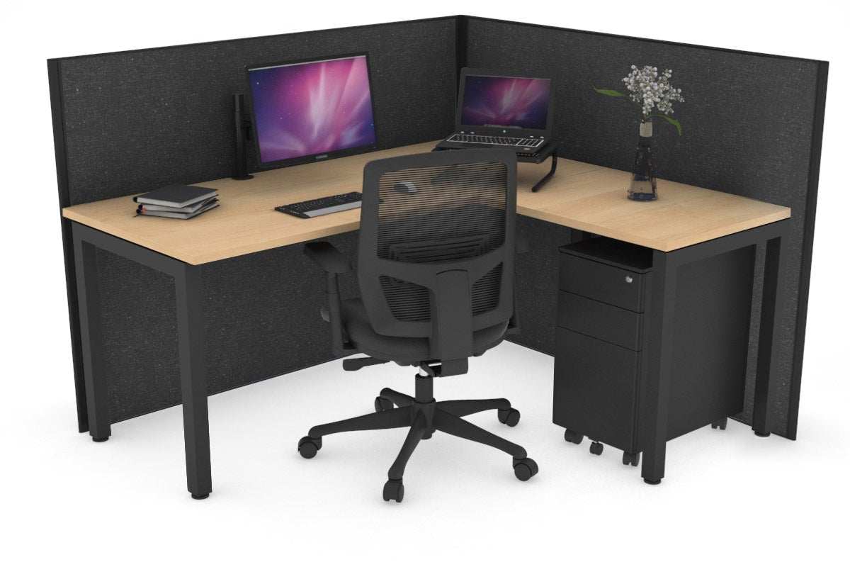 Horizon Quadro Square Legs L-Shaped Corner Office Desk - 1800mm x 1450mm, Modern Workstation for Home & Office, Perfect for Small Spaces & Multi-Monitor Setup