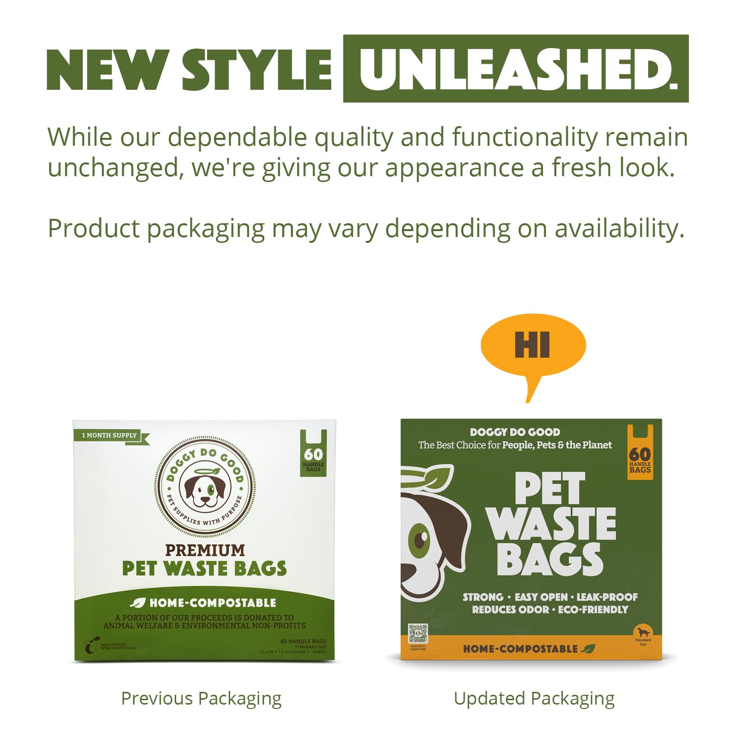 Eco-Friendly Dog Poop Bags - 60 Count Unscented Biodegradable Waste Bags with Easy-Tie Handles | Thick Leak-Proof Standard Size Doggy Bags | Perfect for Daily Walks, Park Visits & Travel