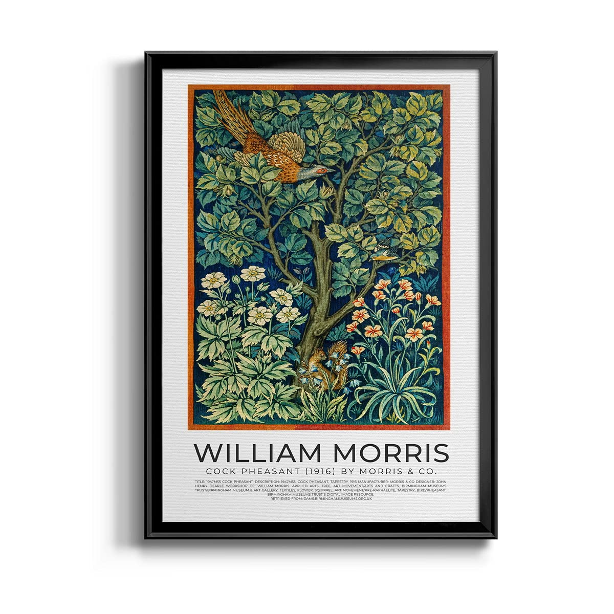 William Morris Wall Art Décor - Premium Framed Cock Pheasant (1916) Modern Art Print - Ready to Hang for Home & Office - Perfect for Living Room, Bedroom & Office Decor