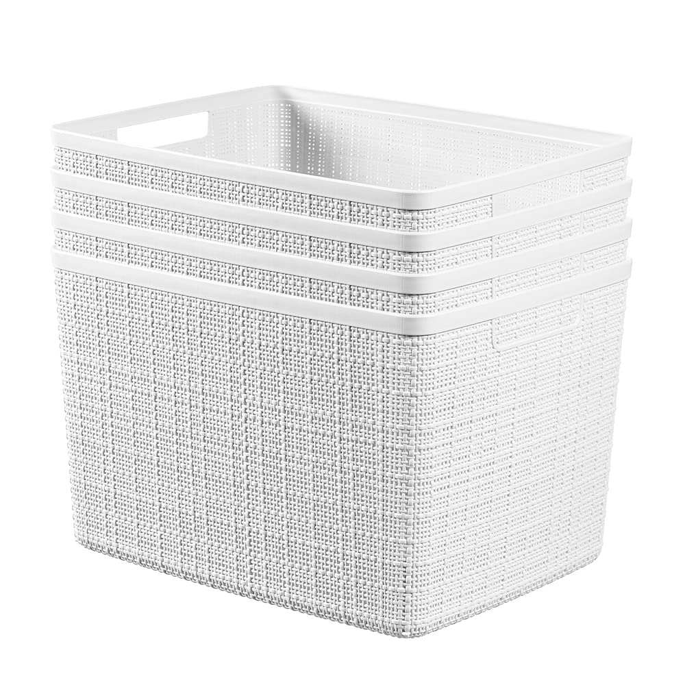 Curver 12-Piece Decorative Plastic Storage Basket Set - Organize Home, Office & Bathroom | Space-Saving Storage Solution for Shelves, Closets & Laundry Rooms