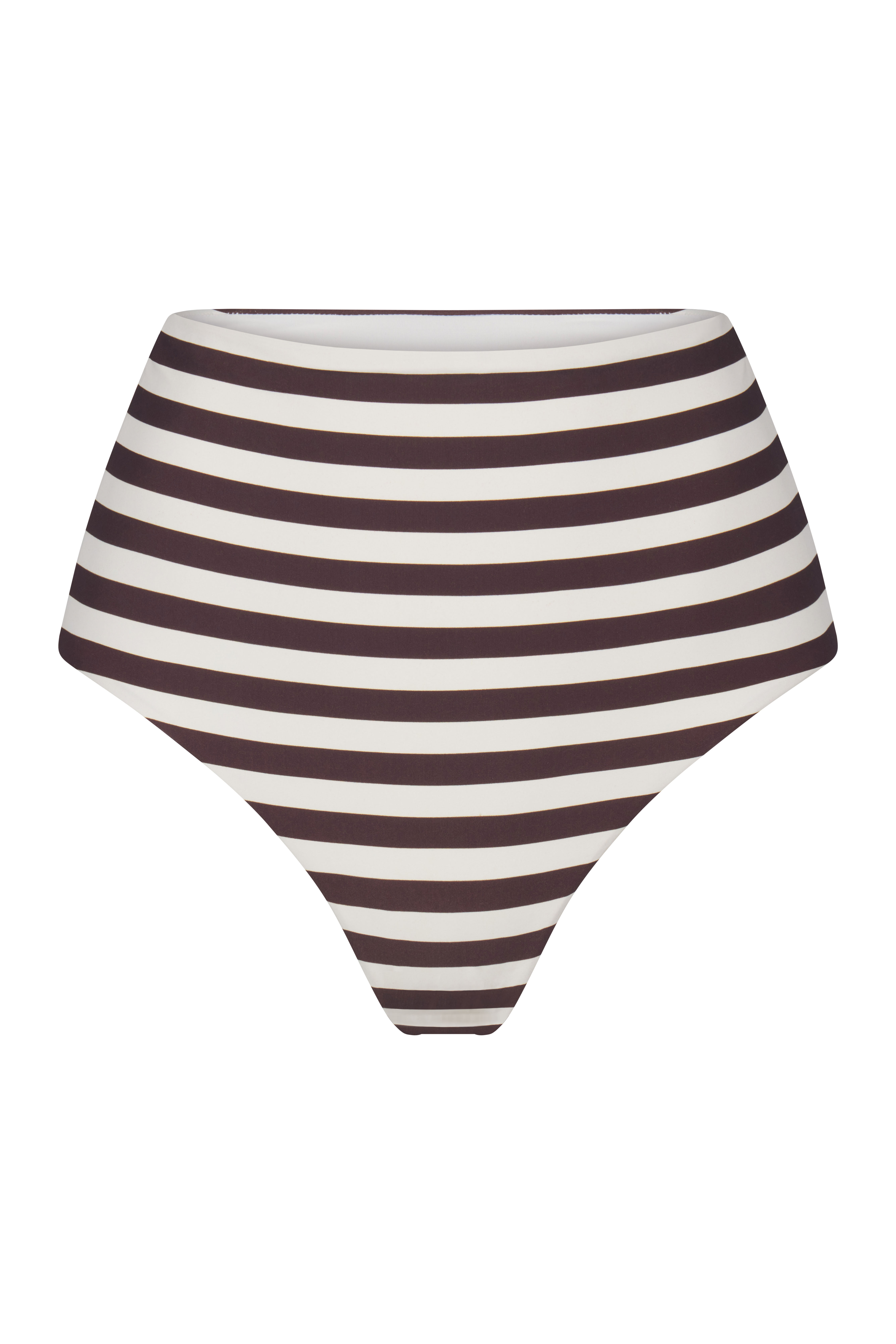 High Waist Bikini Bottom - Espresso Striped Swimwear for Women | Perfect for Beach, Pool & Summer Vacations