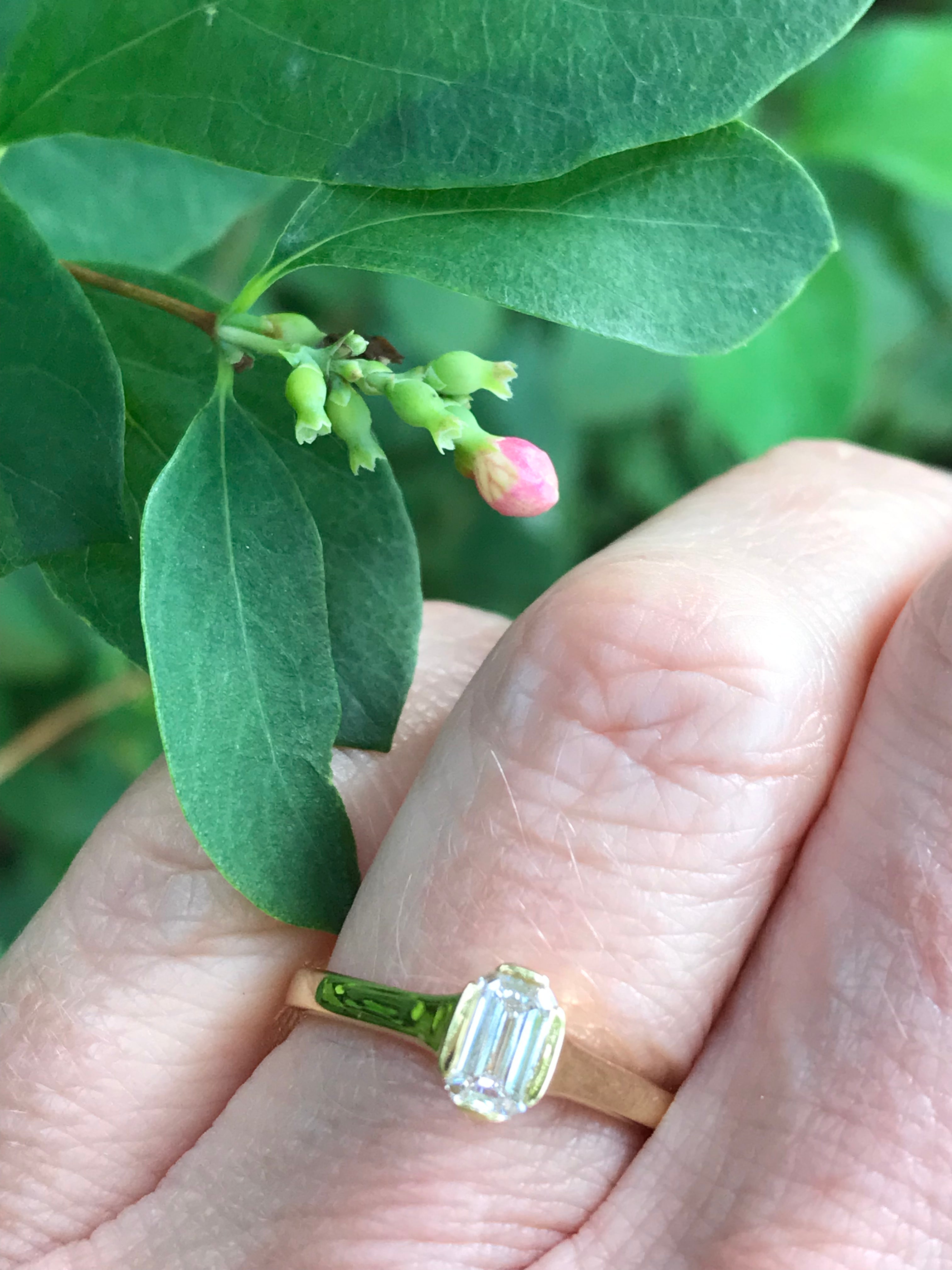 18ct Yellow Gold 0.39ct Emerald Cut Natural Diamond Ring for Women - Elegant Engagement, Wedding & Anniversary Jewelry Gift