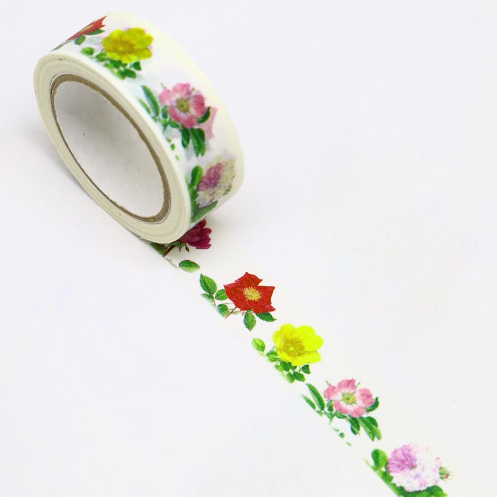 Botanical Art Flower Washi Tape - Decorative Japanese Paper Tape for Scrapbooking, Journaling, DIY Crafts & Gift Wrapping - SAIEN