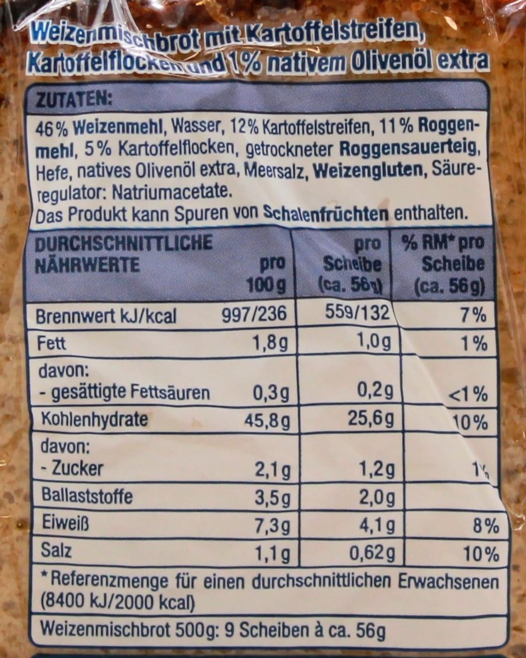 Edeka Softie Potato Wheat Mixed Bread with Potato Strips - 5 Pack (500g Each) - Perfect for Sandwiches, Breakfast & Snacks