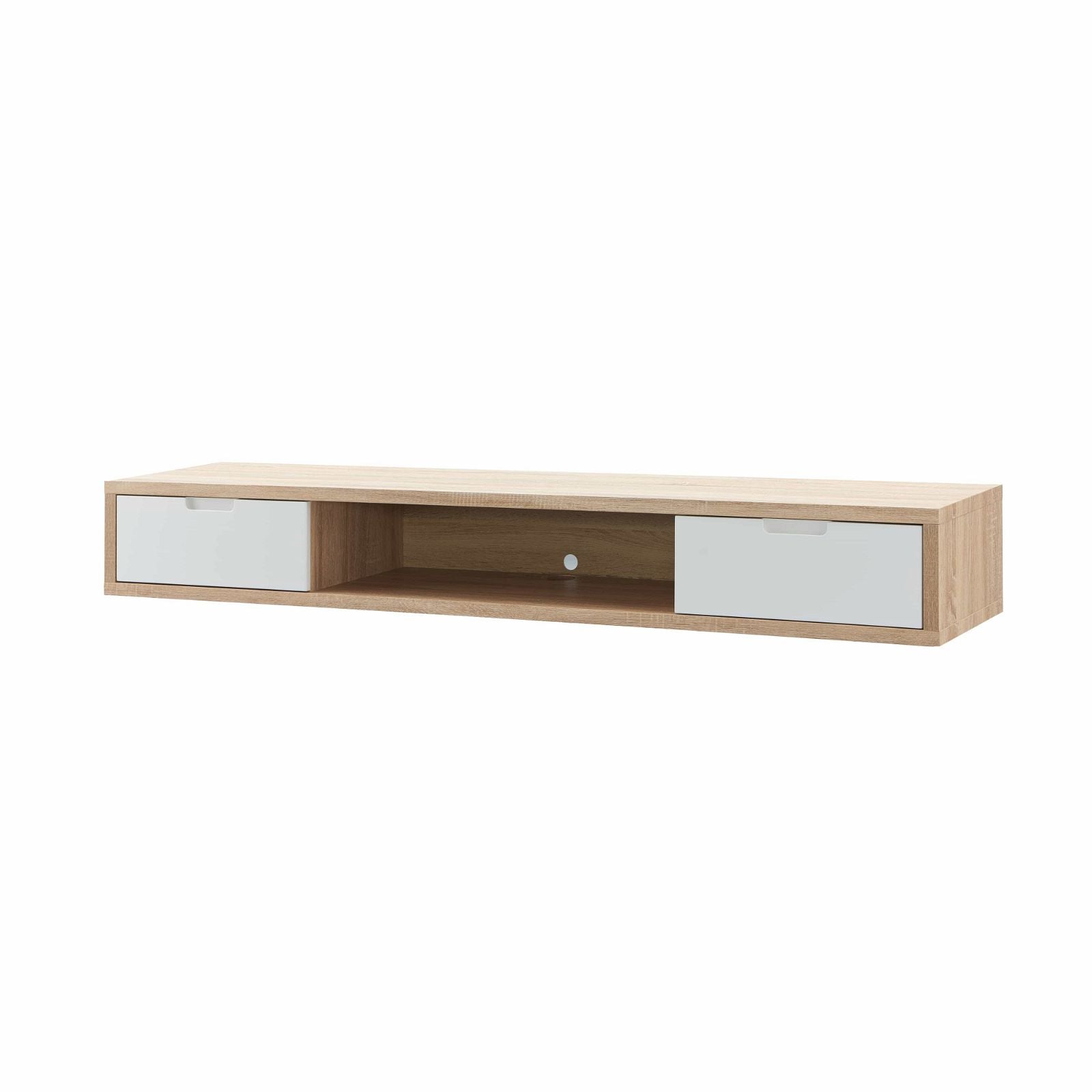 Wall Mounted Oak TV Stand 1800mm - Modern Entertainment Center with Storage Shelves - Perfect for Living Room, Bedroom & Home Theater Setup