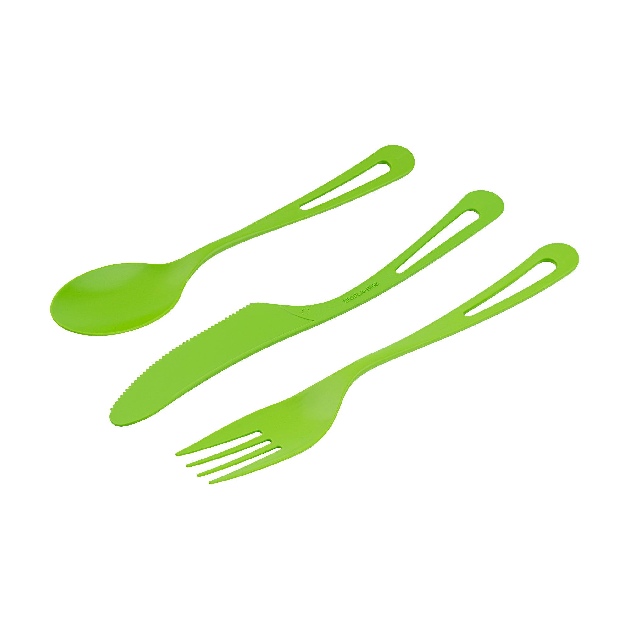 Eco-Friendly Green CPLA Plastic Cutlery Set - 100-Piece Compostable Cutlery with Heat-Resistant Wrapper (7.5