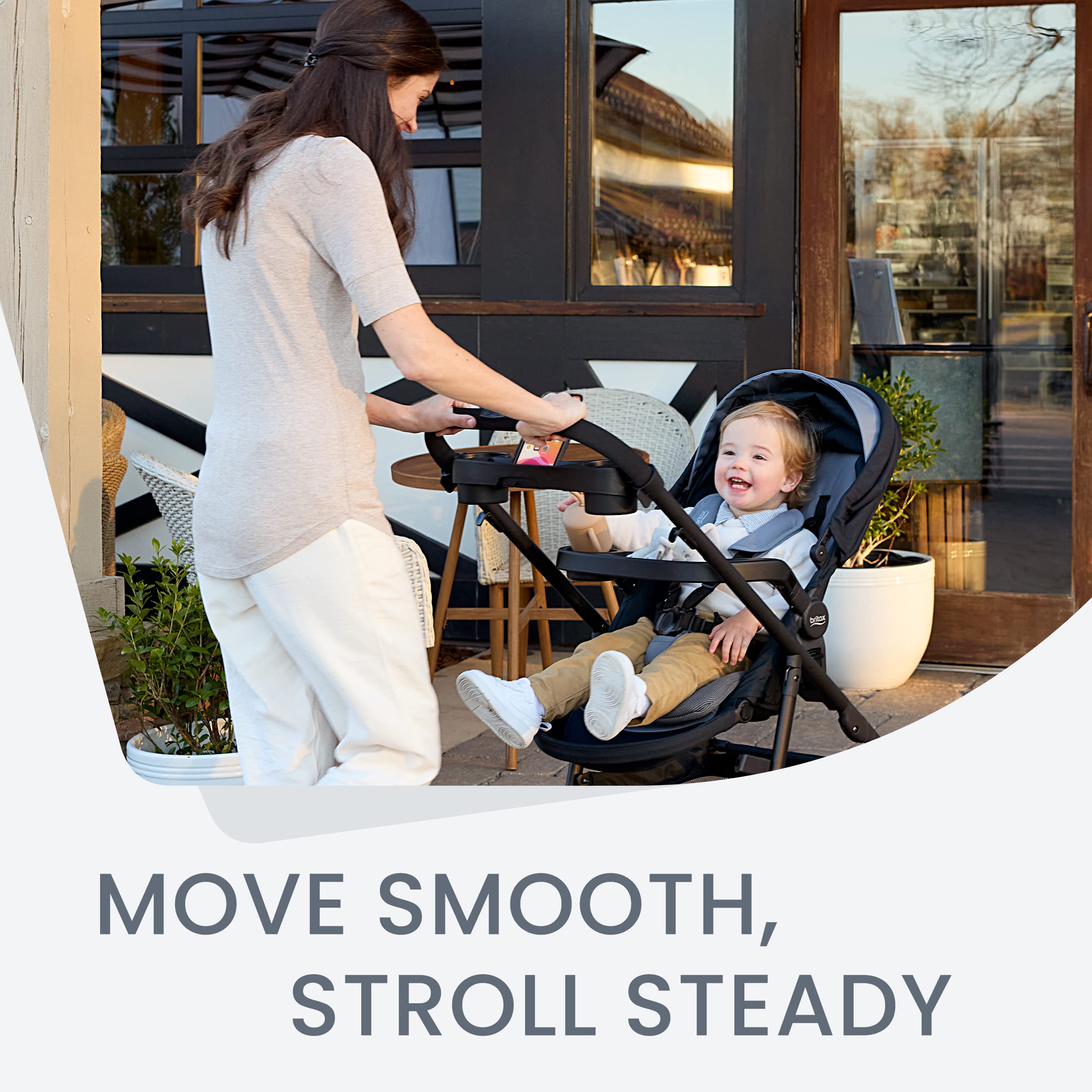 Britax Brook+ Modular Baby Stroller - Ultra-Lightweight Infant & Toddler Travel System with SafeWash Insert, 4 Recline Positions & One-Hand Fold - Graphite Onyx - Perfect for City Walks, Shopping & Air Travel