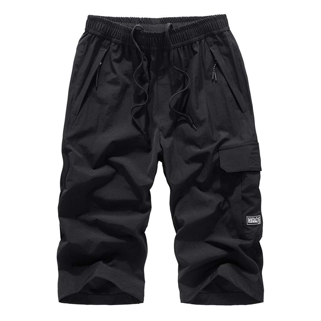 **Men's 5 Inch Quick-Dry Running Shorts with Phone Pocket - Lightweight Summer Sports Shorts for Beach, Gym & Casual Wear - Plus Size Calf-Length Chino Cotton Track Shorts in Blue**