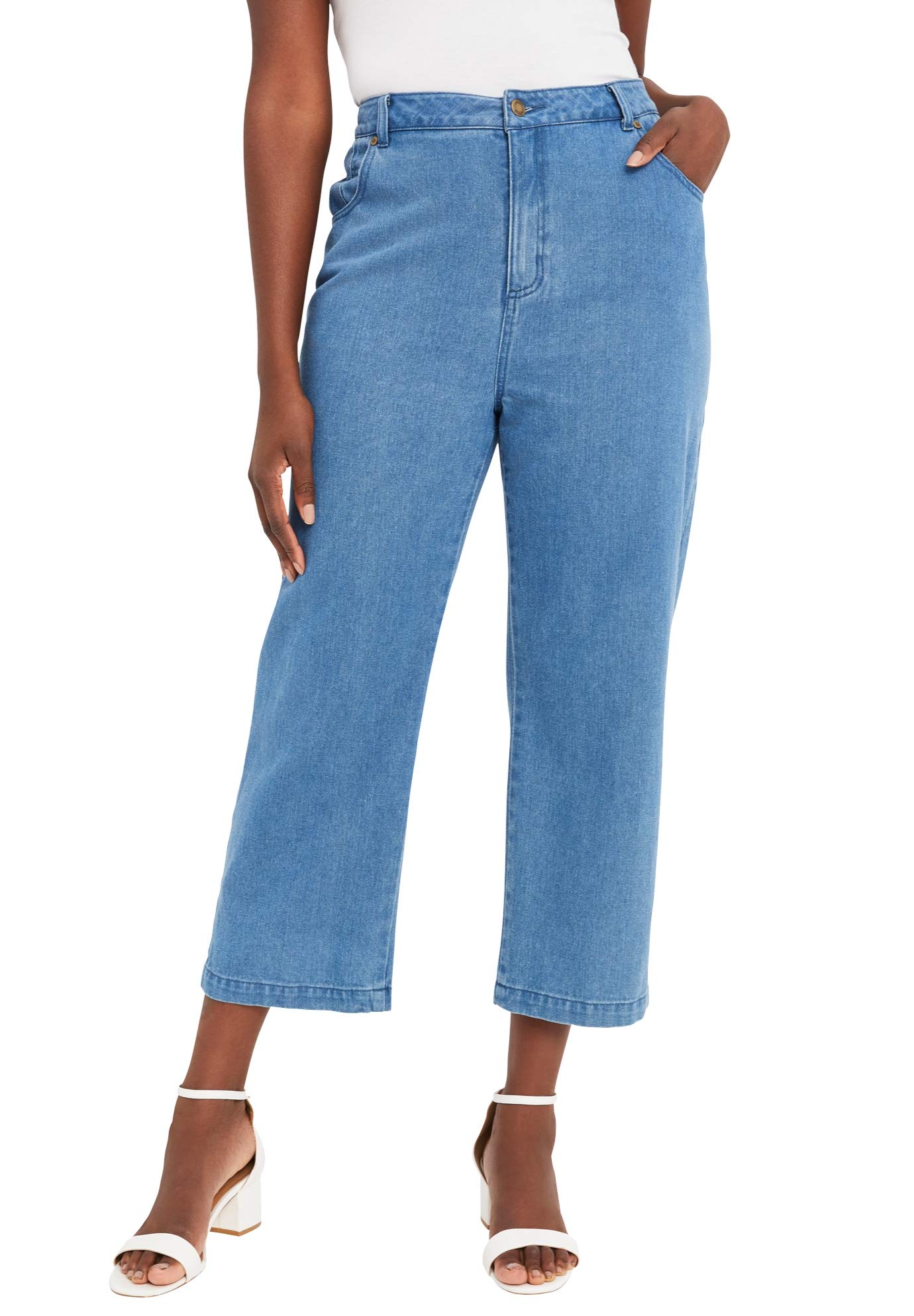 Plus Size Women's Denim Capri Pants for Casual Wear