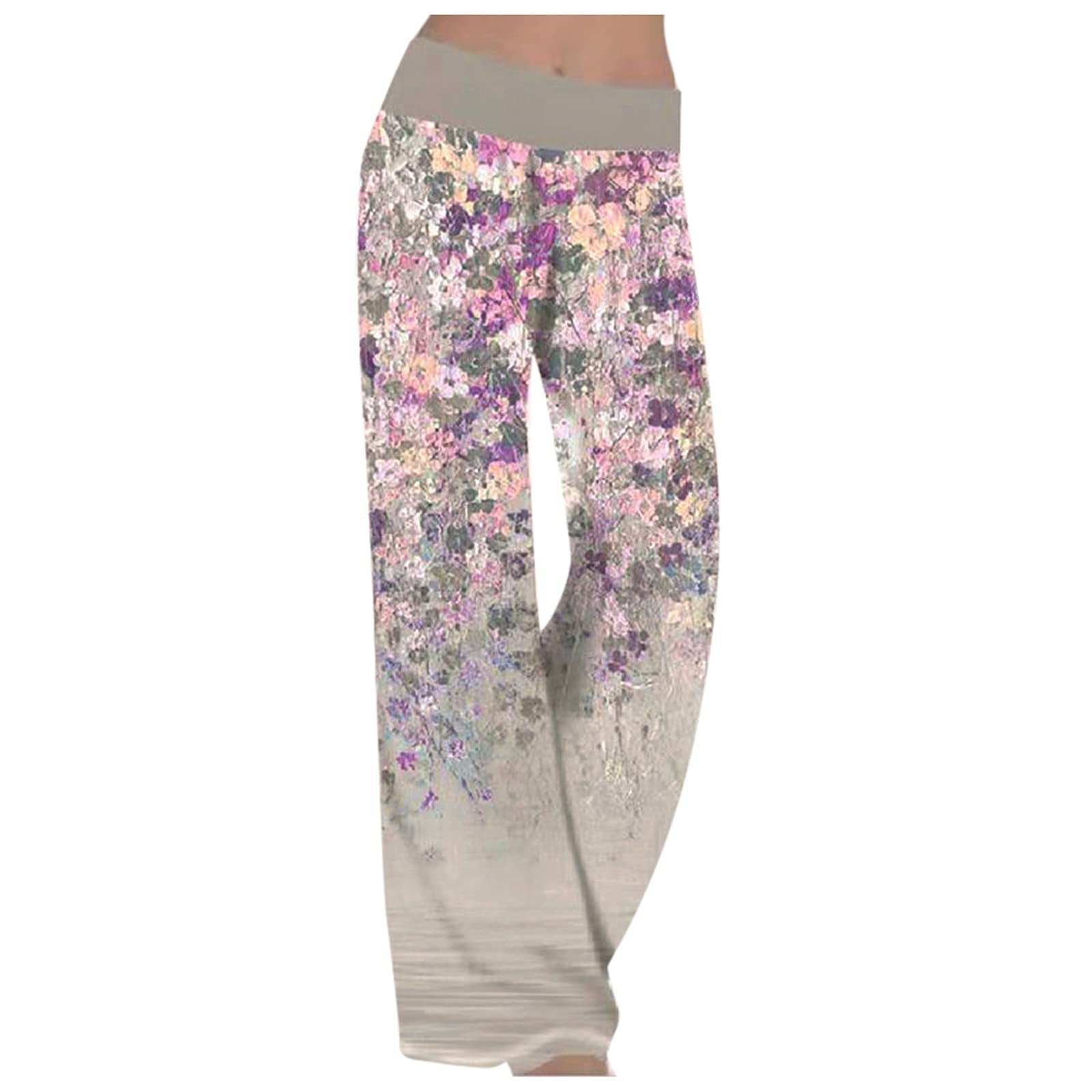 Women's Floral Printed Summer Pants - Casual Boho Yoga Sweatpants with Drawstring Waist | Perfect for Pilates, Lounge & Vacation Wear