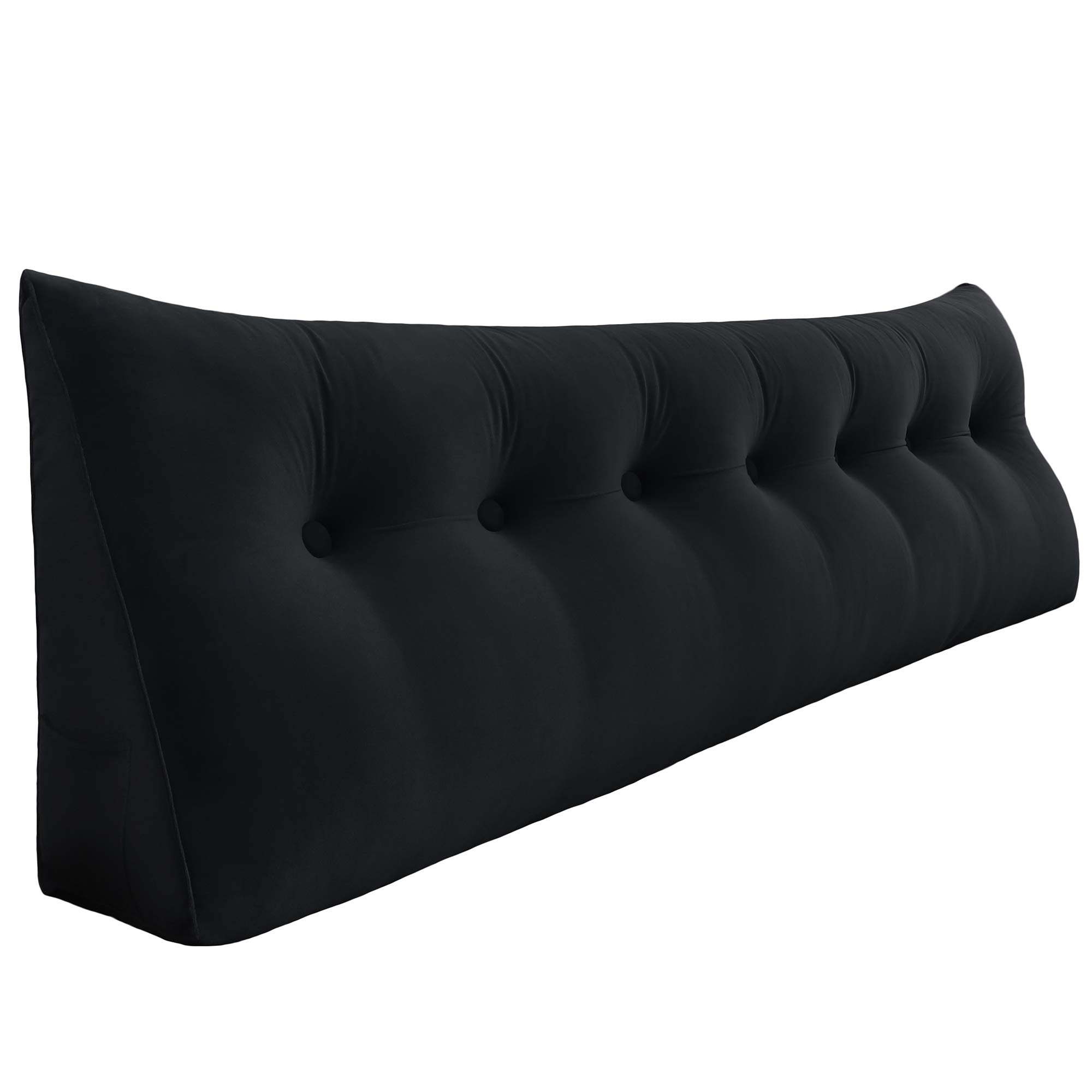VERCART Large Triangular Headboard Reading Pillow with Removable Velvet Cover - Back Support Wedge for Sitting Up in Bed, Daybeds & Bunk Beds (Black, King Size) - Perfect for Reading, Watching TV, and Relaxing in Bed
