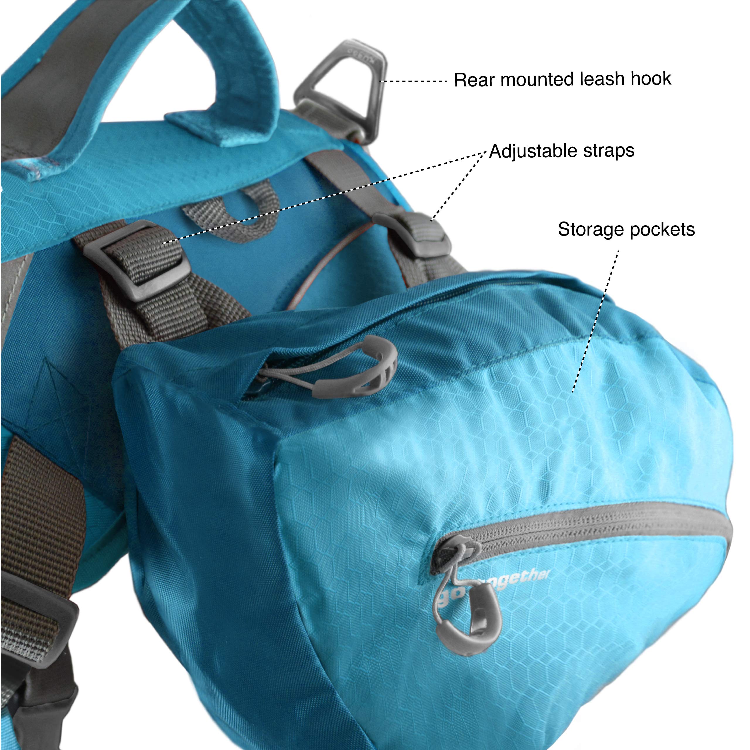 Kurgo Dog Saddlebag Backpack - Adjustable Hiking Pack for Medium & Large Dogs | Lightweight Pet Travel Vest Harness with Reflective Strips | Perfect for Camping, Hiking & Outdoor Adventures