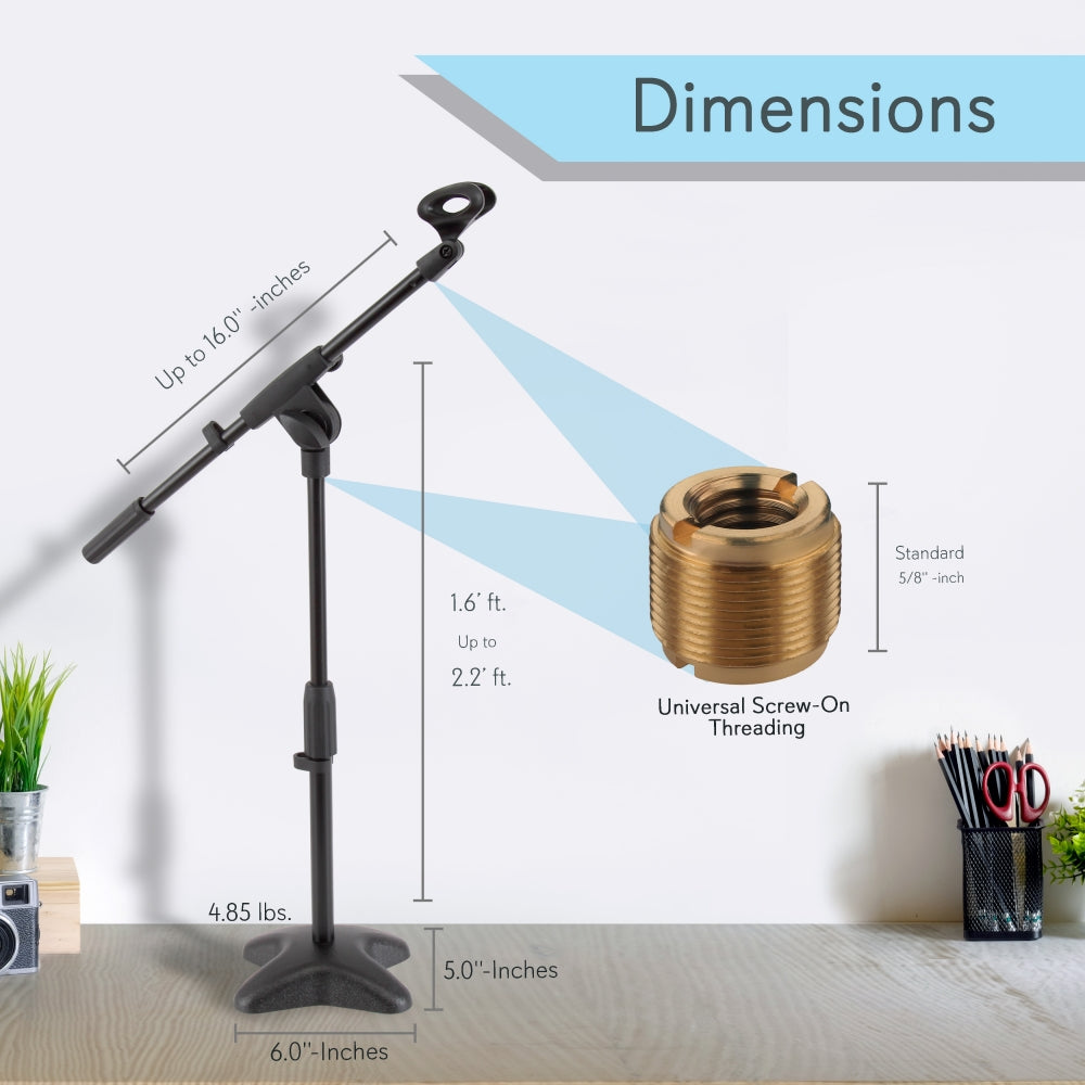 Adjustable Microphone Stand with Boom Arm - Professional Height & Angle Adjustment for Studio Recording, Podcasting & Live Streaming