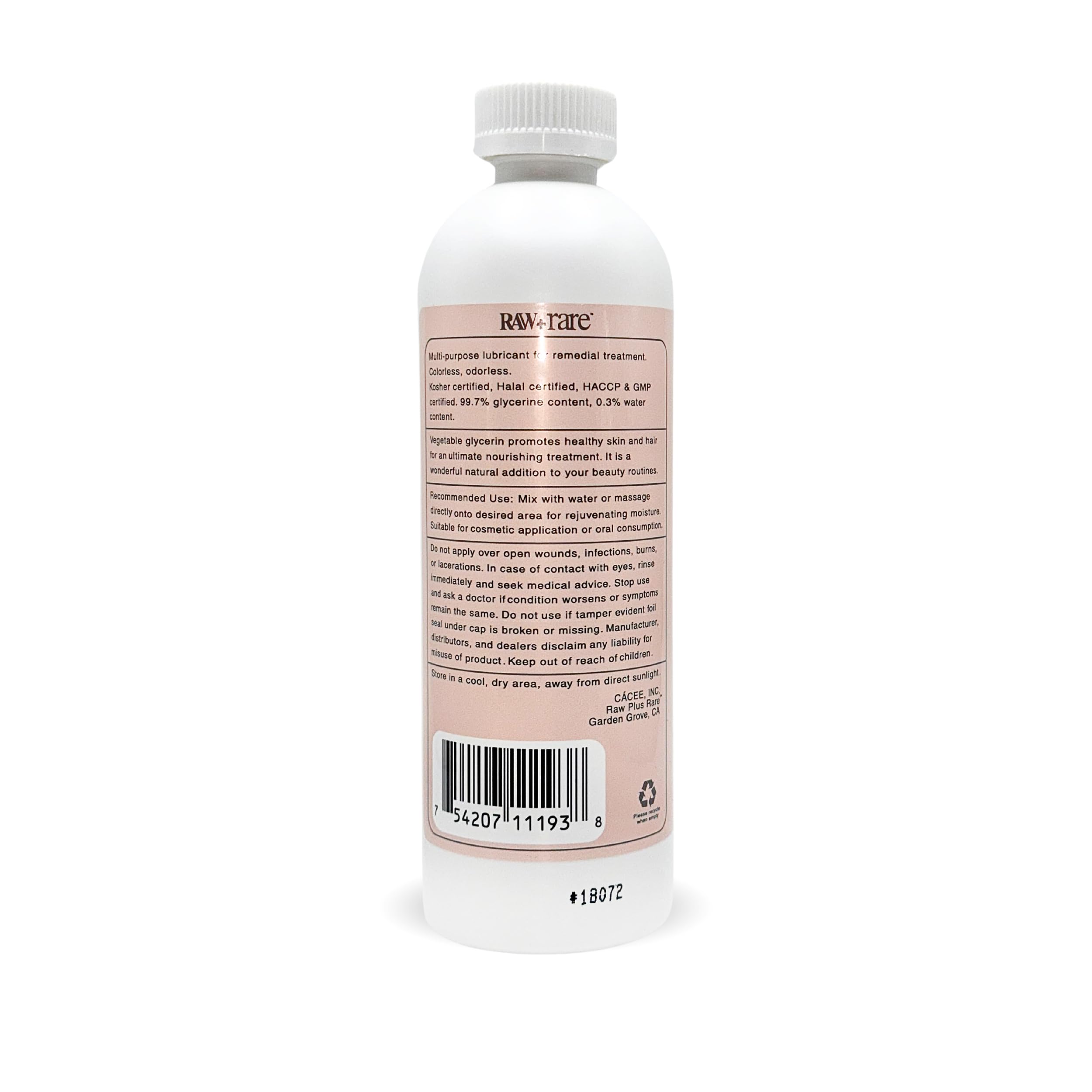 Organic Vegetable Glycerin Liquid - Food Grade USP Kosher Halal Certified | Pure Glycerine for Skin Care, Hair Care, DIY Cosmetics & Pharmaceutical Use | Perfect for Moisturizing, Soap Making & E-Liquid Base