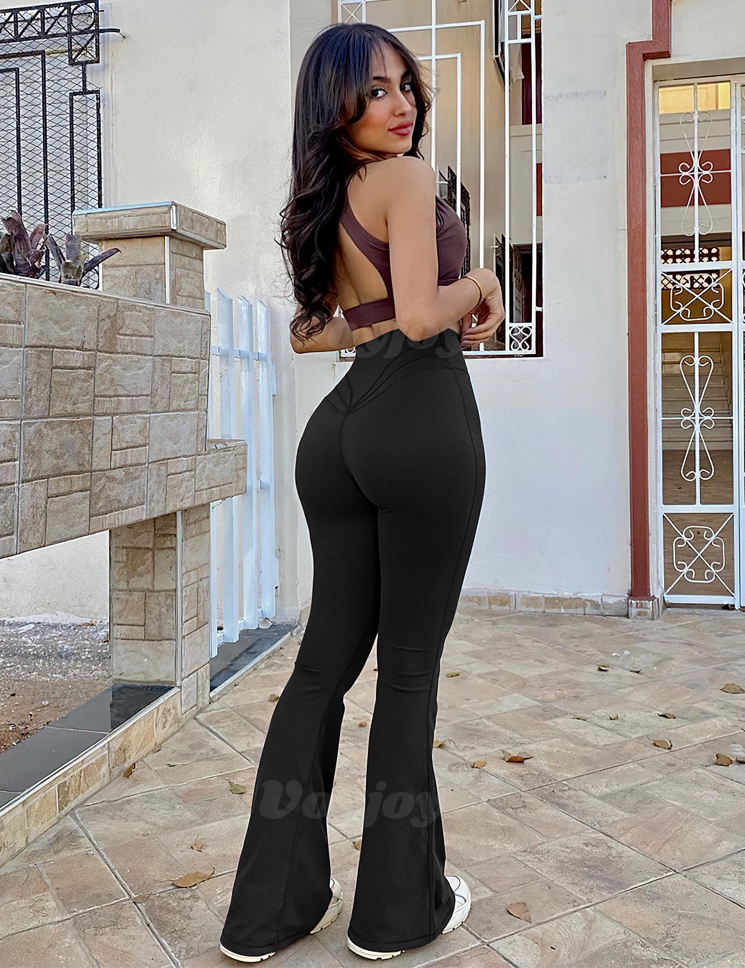 VOYJOY Women's High Waisted Bootcut Yoga Pants - Flare Leggings for Workout & Casual Wear - Butt Lifting Bell Bottom Tummy Control Leggings for Gym, Yoga, Running & Everyday Fashion