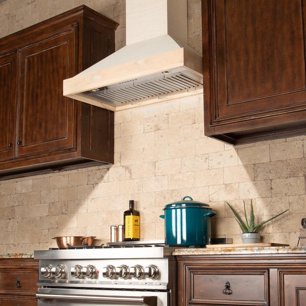 ZLINE KBUF 36-Inch Ducted Unfinished Wooden Wall Mount Range Hood - Professional Kitchen Ventilation for Home Cooking & Baking