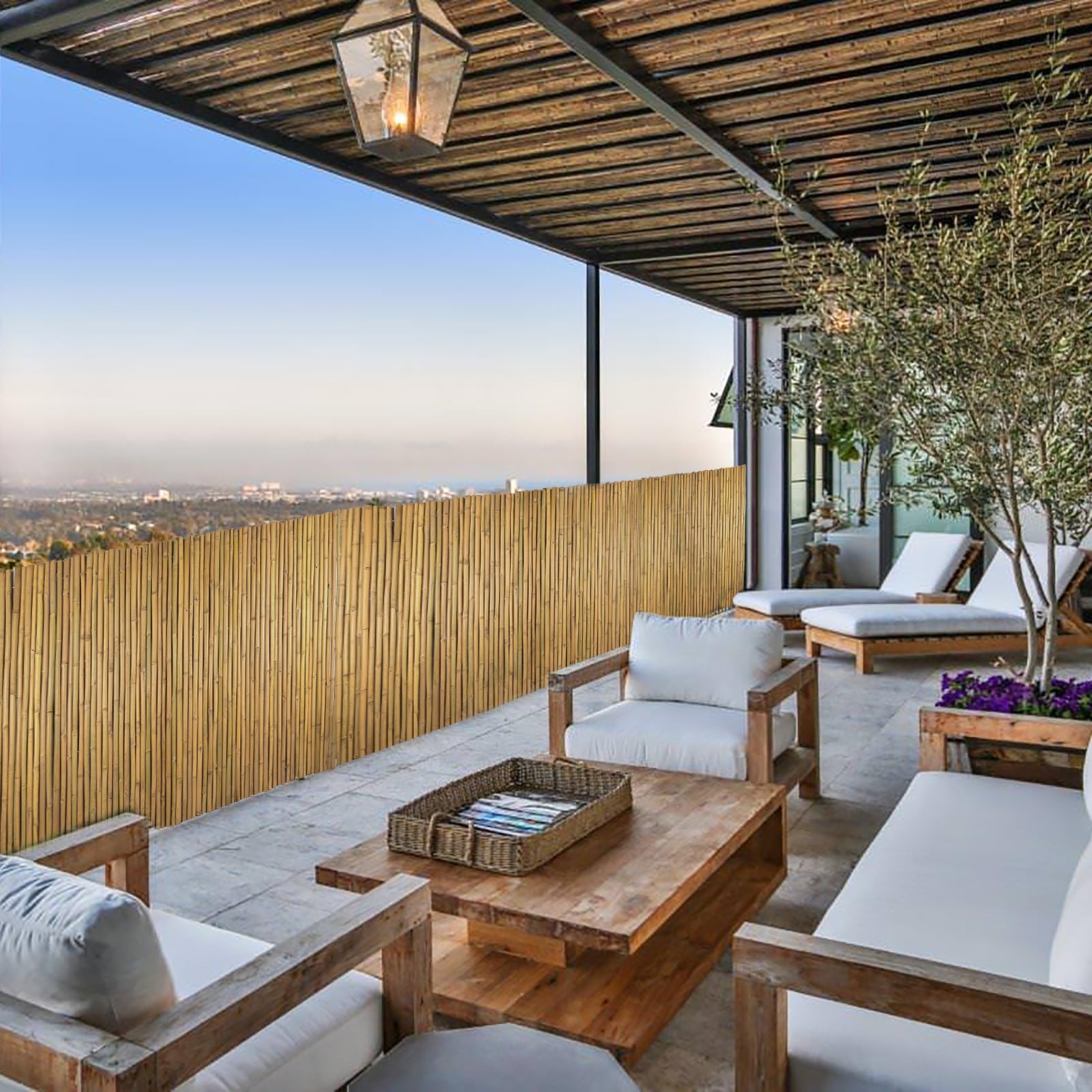 6Ft High x 8Ft Long x 0.7In D Natural Bamboo Fence Roll - Eco-Friendly Outdoor Privacy Screen for Balcony, Patio, Garden, Pool & Yard Decoration | Weather-Resistant Bamboo Fencing for Landscaping & Boundary Protection
