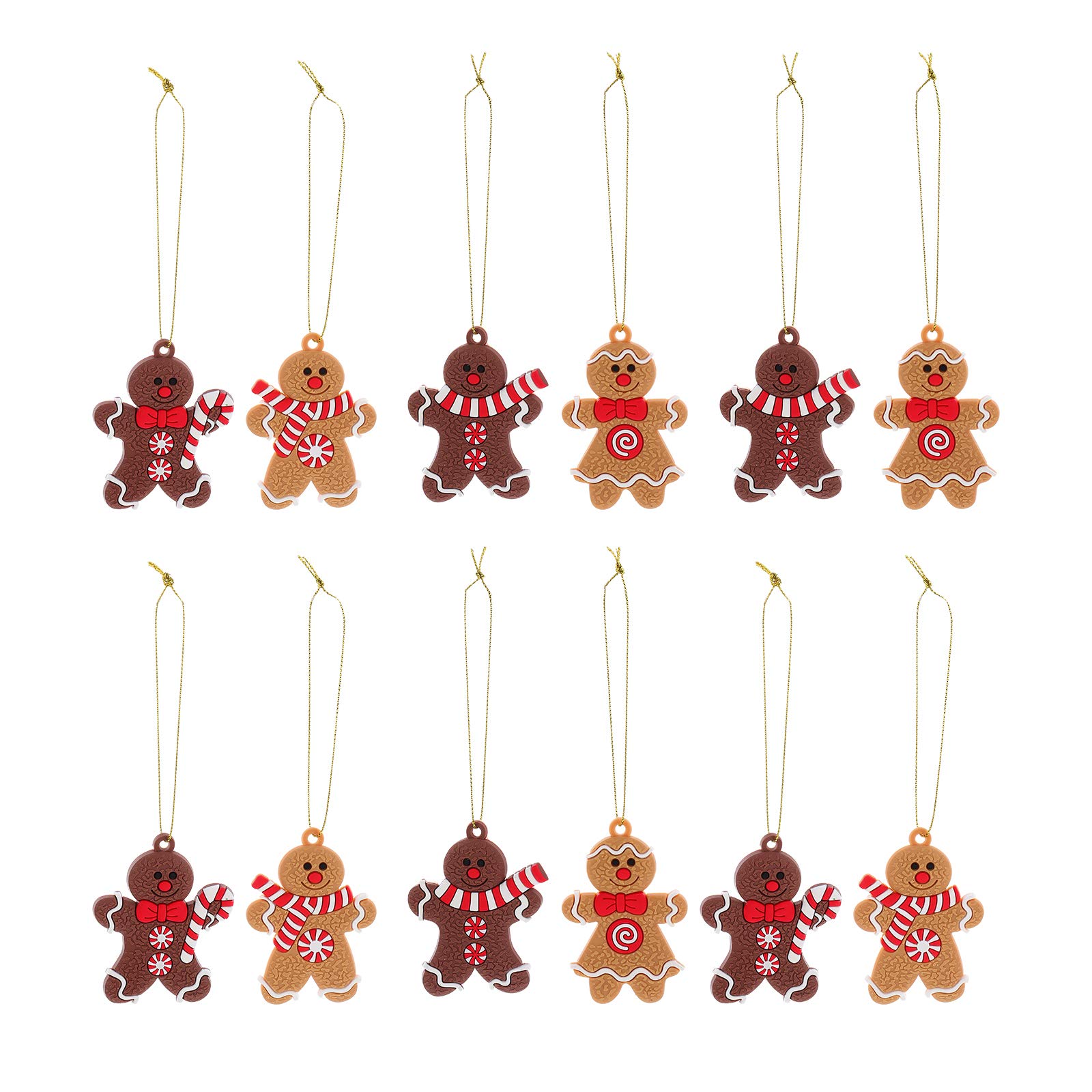 BESPORTBLE Christmas Gingerbread Man Pendant - 12Pcs Hanging Ornaments for Xmas Tree Decorations | Perfect for Holiday Home Decor, Christmas Parties & Festive Gift Giving