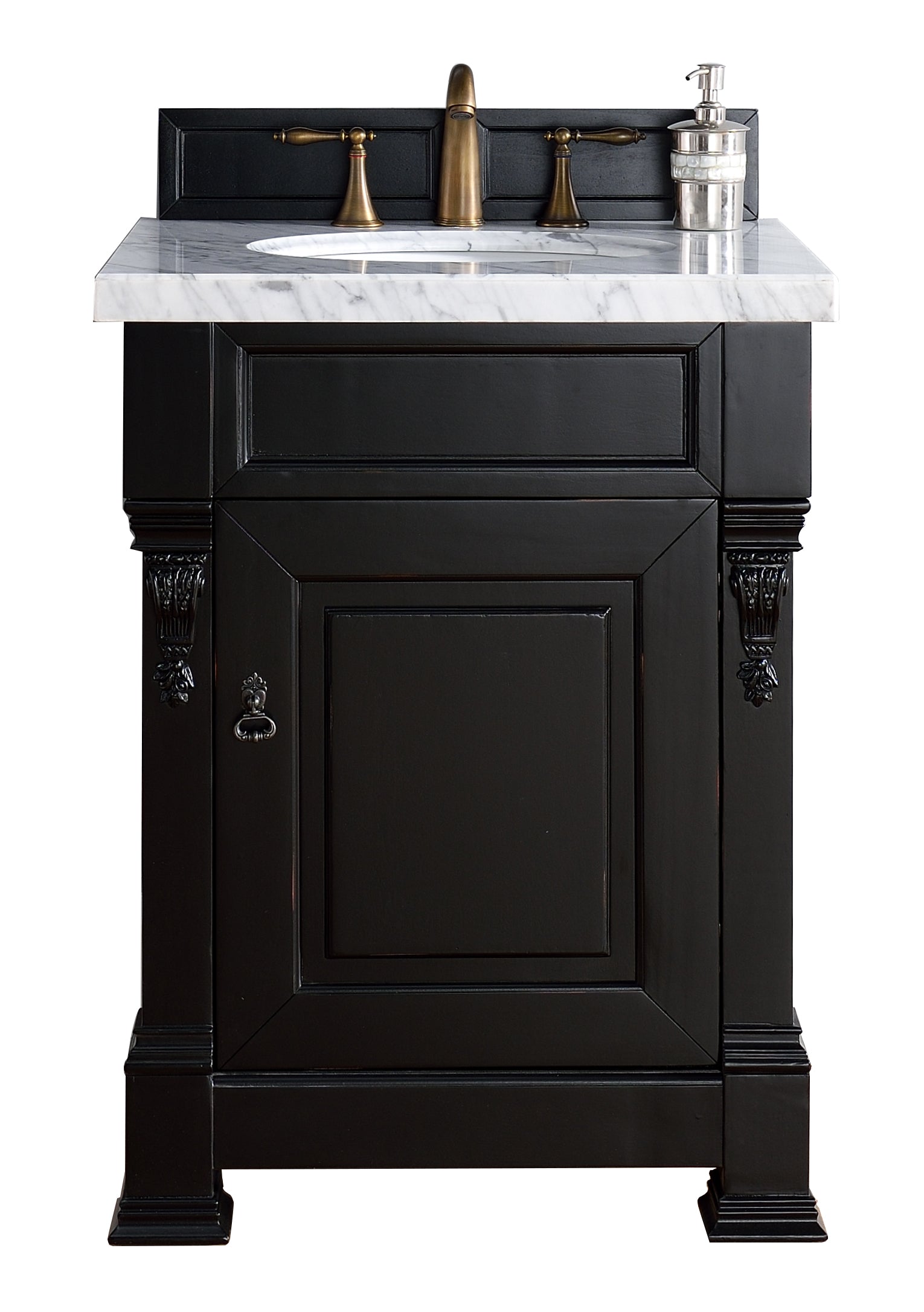 Brookfield 26 Inch Single Bathroom Vanity with 3CM Arctic Fall Solid Surface Top in Antique Black - Perfect for Modern and Traditional Bathroom Designs