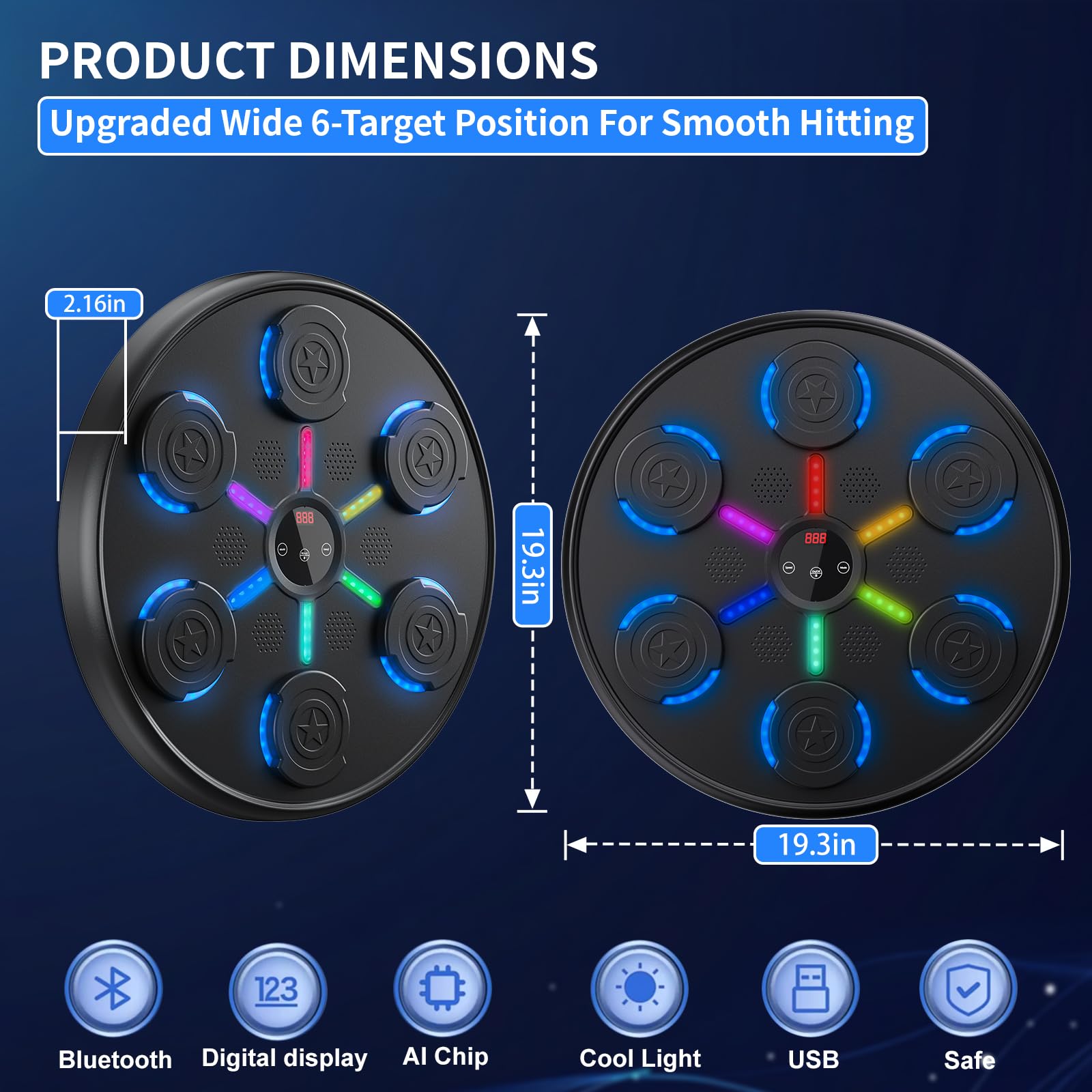 2025 New Smart Bluetooth Music Boxing Machine - Upgrade & Larger Wall-Mounted Exercise Equipment with Boxing Gloves | One Punch Boxing Game for Kids & Adults | Perfect for Home Gym, Fitness Training & Stress Relief