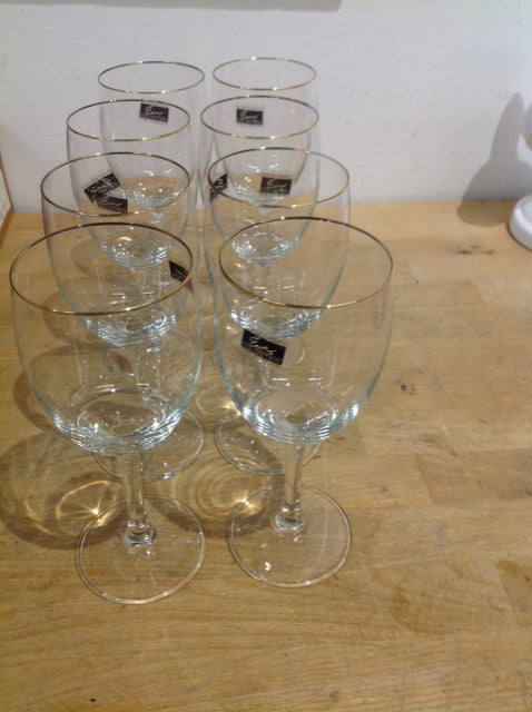 Farberware Gold Rim Wine Glasses Set of 8 - Elegant Stemware for Dinner Parties, Weddings & Special Occasions