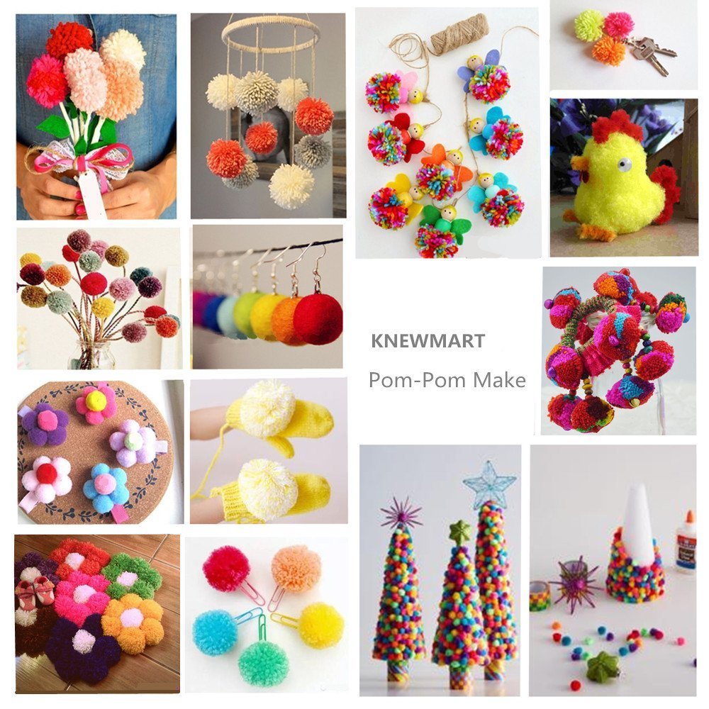 4 Sizes Pompom Maker Kit - DIY Fluff Ball Weaver Needle Craft Tool Set for Wool Knitting & Home Decor | Perfect for Scarf, Hat, Blanket & Gift Making
