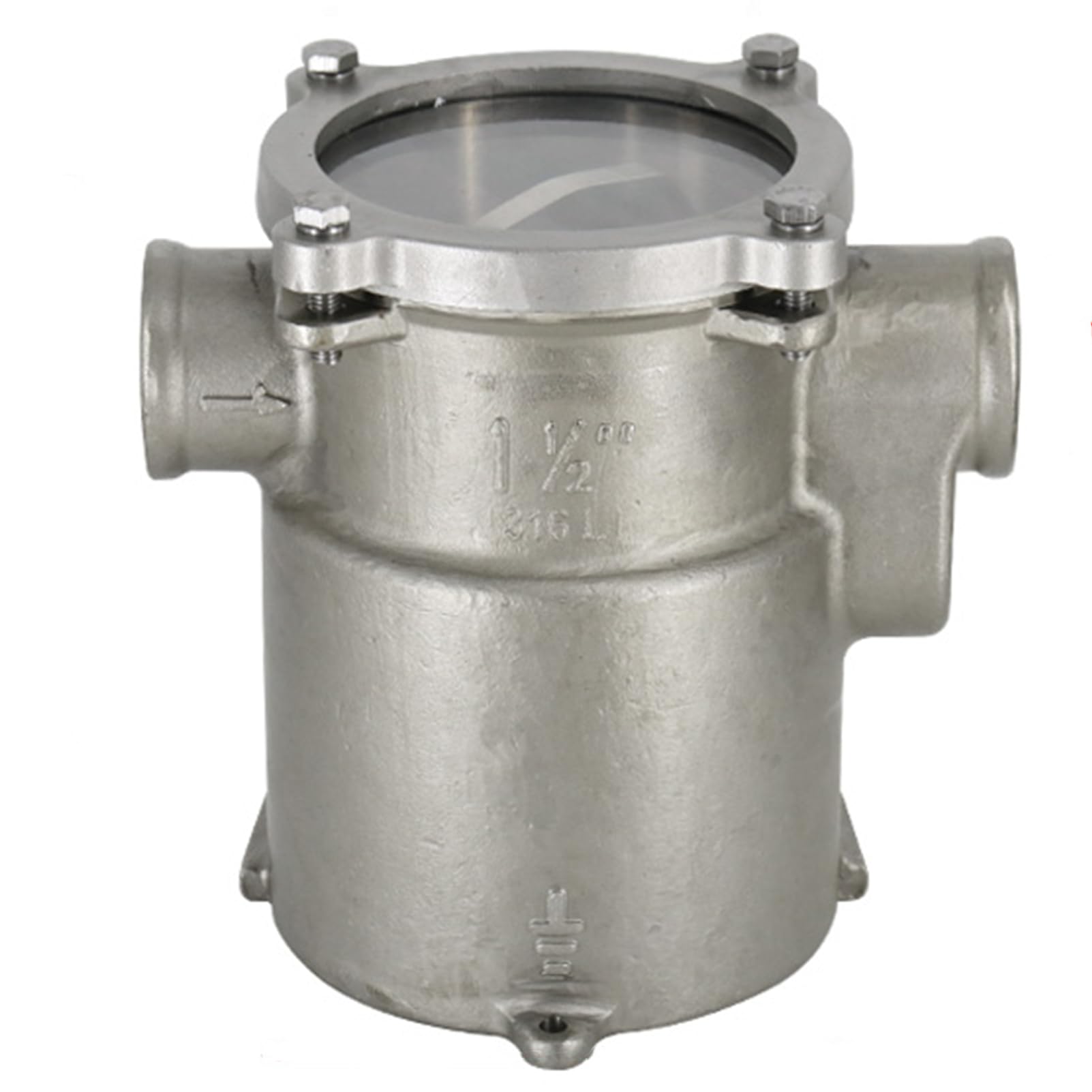 316 Stainless Steel 1.5 Inch Marine Water Strainer - Boat Seawater Filter for Engine Cooling System, Bilge Pump & Marine Hardware Fittings | Saltwater & Freshwater Use