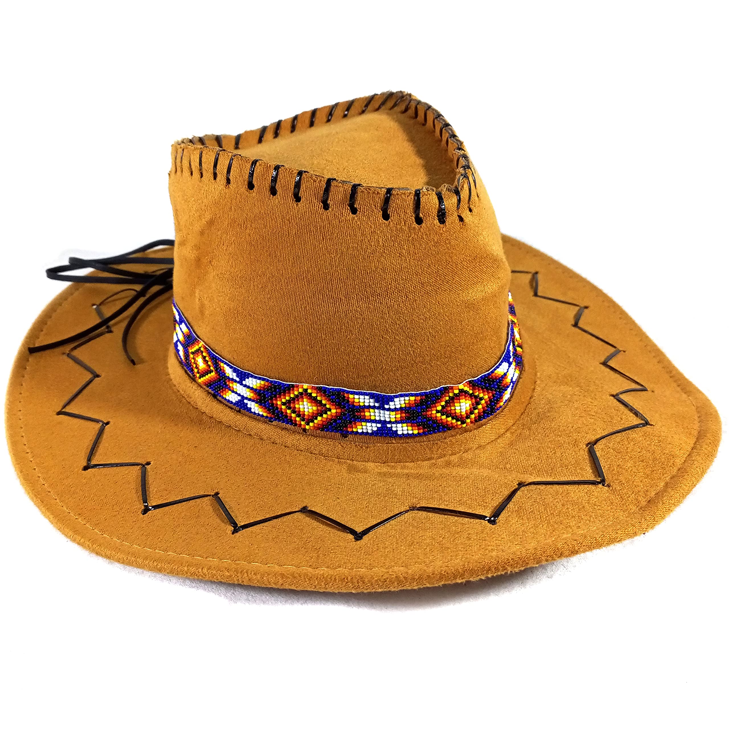 Handmade Native American Beaded Hatband - Southwestern Cowboy Rodeo Style Headband for Men & Women (Blue) | Perfect for Western Fashion, Music Festivals & Rodeo Events
