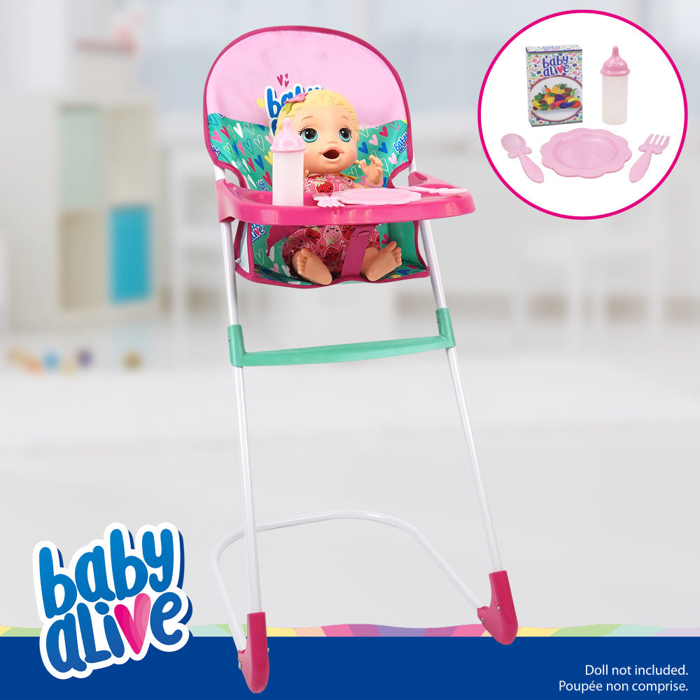 Baby Alive Travel N' Feed Playset - Pink & Green Hearts 7-Piece Doll Feeding Set for Toddlers - Perfect for On-the-Go Playtime & Pretend Feeding Fun