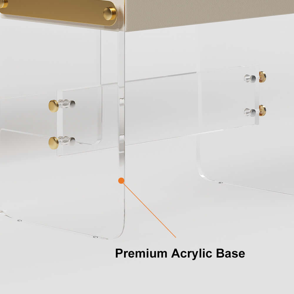 White Extendable Acrylic Makeup Vanity Set with Mirror, Stool & Drawers - Perfect for Bedroom, Dressing Room & Small Space Organization