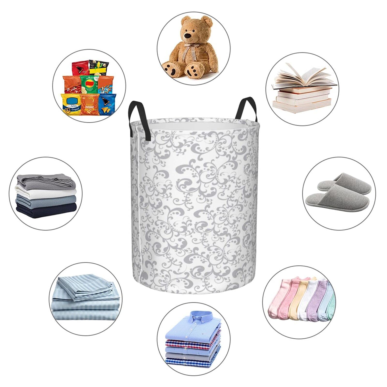 Foruidea Floral Pattern Laundry Basket - Collapsible Clothes Hamper with Oxford Fabric, Storage Bin for Home, Office, Dorm & Nursery | Perfect for Organizing Clothes, Toys & Gifts (Washable & Space-Saving)
