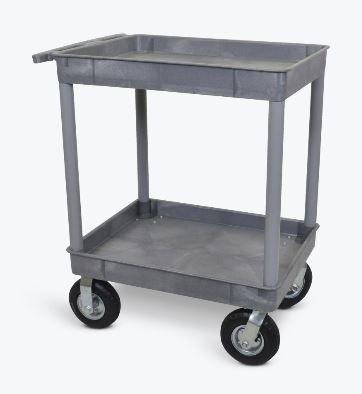 Luxor Gray 24x32 2-Tub Utility Cart with P8 Casters - Perfect for Salon, Spa, or Home Organization Storage