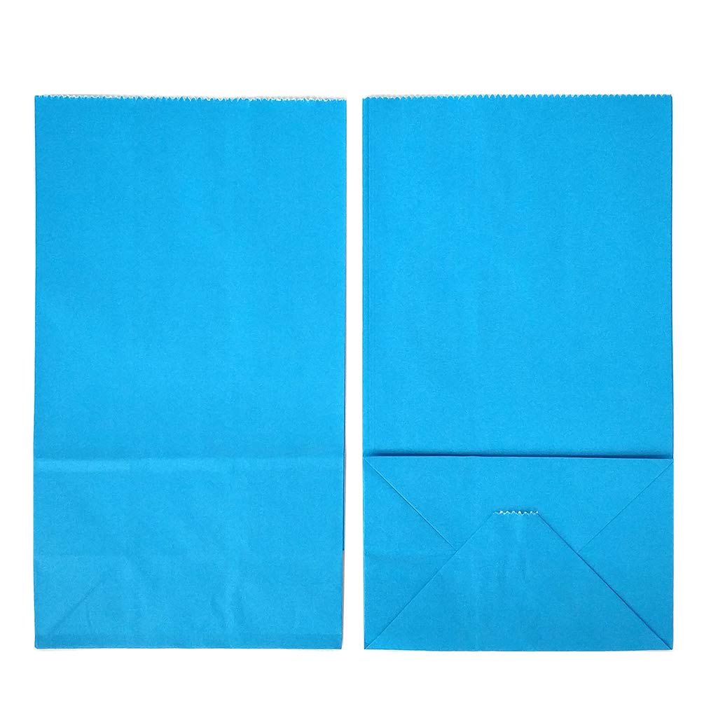 KEYYOOMY 100-Pack Sky Blue Small Paper Bags - 4.7x2.4x8.7 Inch Party Favor Bags, Goodie Bags & Lunch Bags for Birthday, Wedding, Baby Shower & Holiday Gift Wrapping