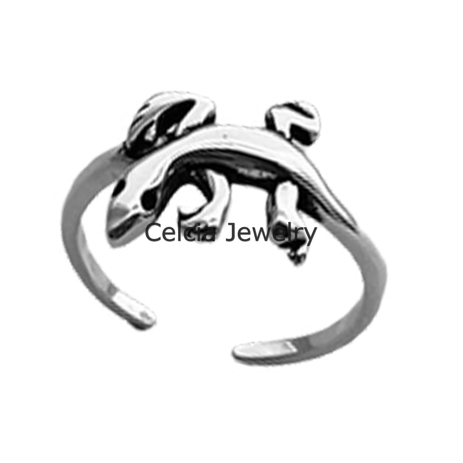 925 Sterling Silver Adjustable Lizard Toe Ring - Bohemian Reptile Pinky Ring for Women, Minimalist Metaphysical Jewelry, Perfect for Mothers Day Gifts & Boho Fashion Accessories - Size 7 (Ideal for Beach Parties, Yoga Sessions & Spiritual Healing)