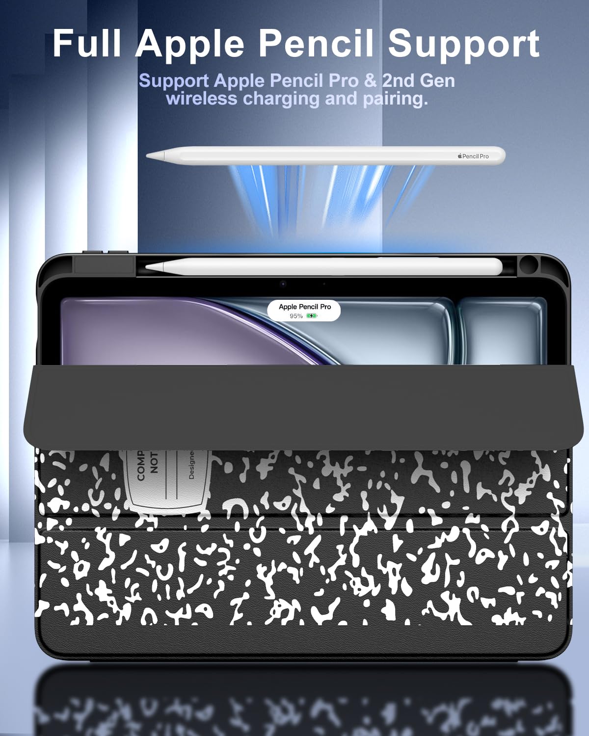 TiMOVO iPad Air 11 Inch Case (M3/M2 2025/2024 Model) with Pencil Holder - Compatible with iPad Air 5th/4th Gen (2022/2020) 10.9 Inch - Slim Protective Cover with Clear Back & Auto Wake/Sleep - Perfect for Work, School & Travel - Black Notebook Style