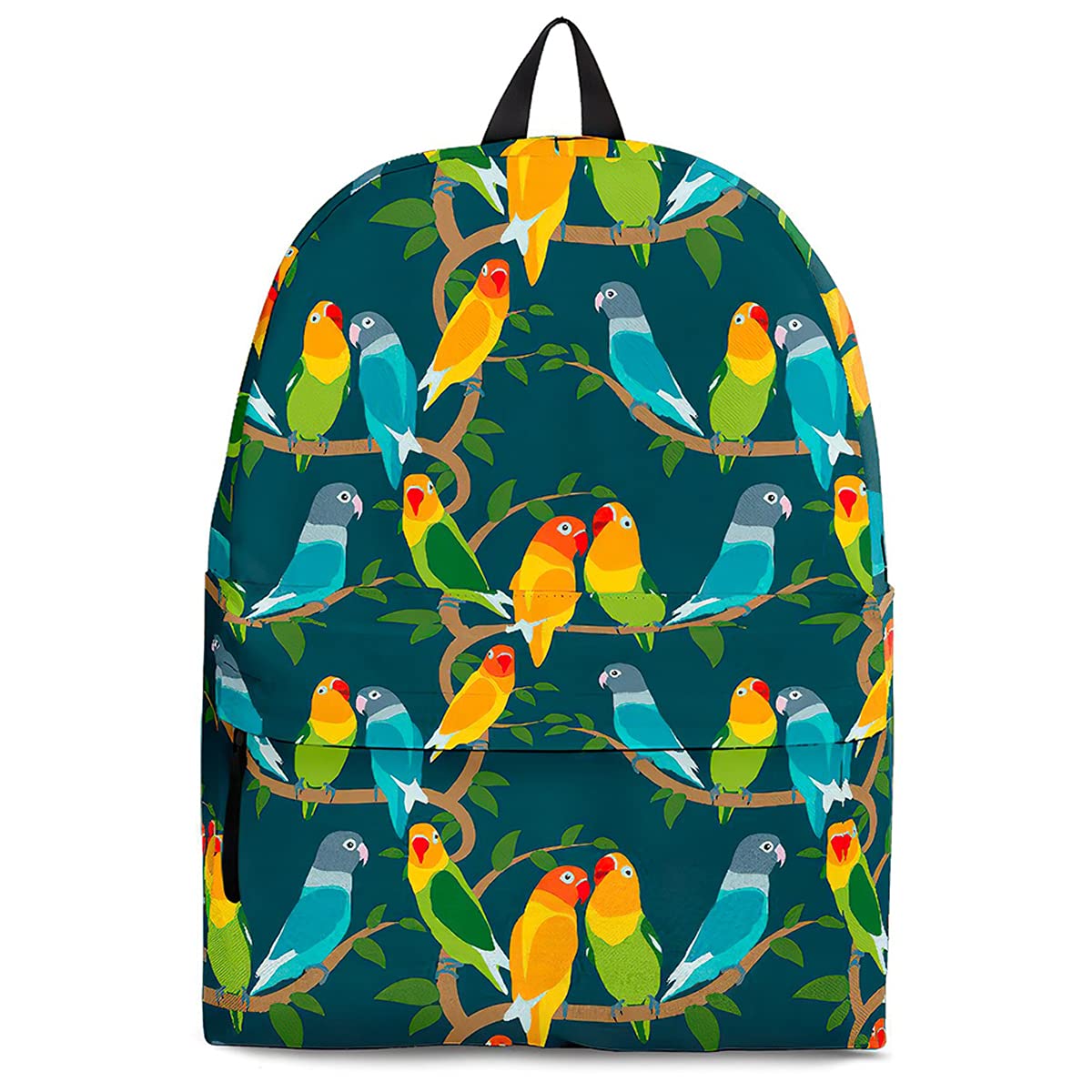 Lovebird Parrot Mini Backpack for Girls - Cute Bird Print School Bookbag for Teens & Kids | Perfect for School, Travel, and Everyday Use | Medium Size 22