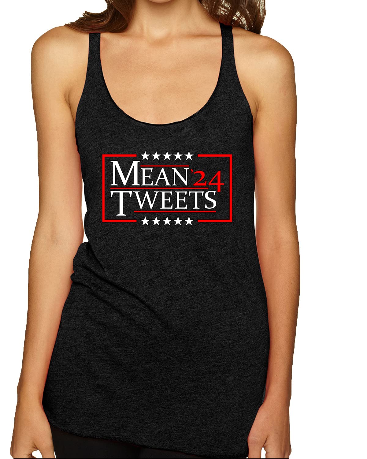 2024 MAGA Mean Tweets Political Tri-Blend Racerback Tank Top - Comfortable & Stylish for Rallies, Protests & Patriotic Events