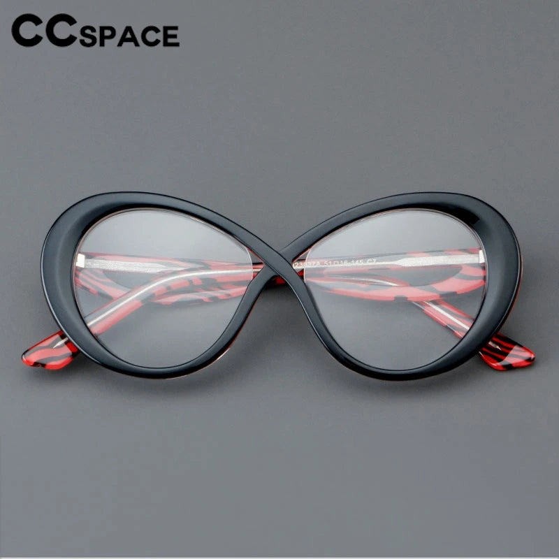 CCspace Unisex Full Rim Oval Cat Eye Acetate Eyeglasses Frame 30793 - Stylish Retro Glasses for Men & Women, Perfect for Office, Reading & Fashion Accessories