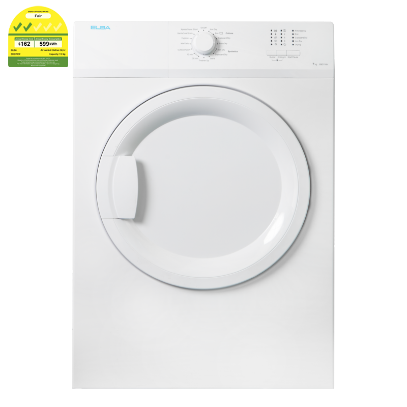 EBD750V 7KG Electric Air Vent Dryer - Compact & Energy Efficient Clothes Dryer for Apartments, Laundry Rooms & Small Spaces