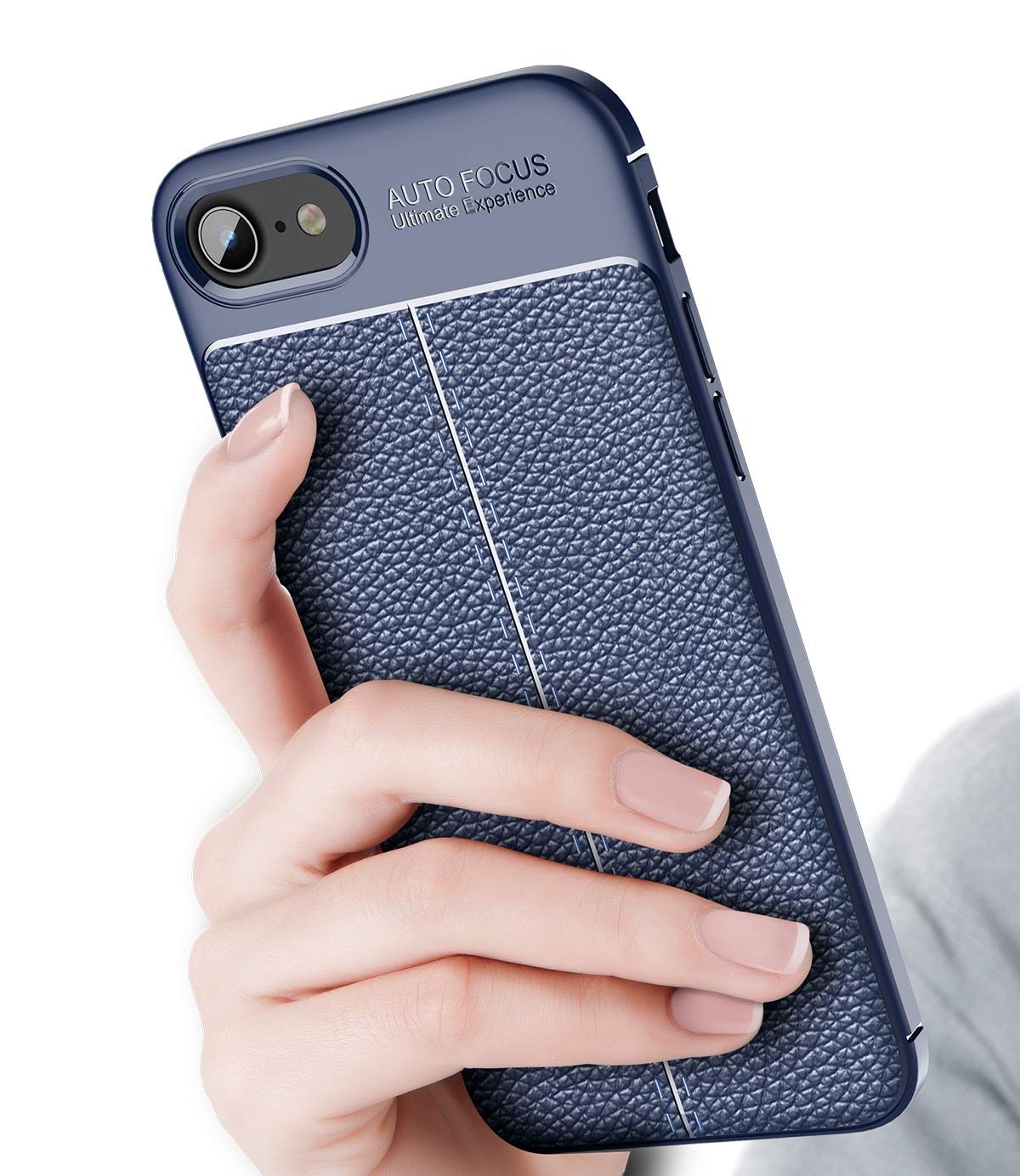 Premium Leather Texture Shockproof Case for iPhone SE (2nd Gen/2020), iPhone 7 & iPhone 8 - Slim Protective Cover with Anti-Slip Grip (Blue) | Perfect for Daily Use, Travel & Outdoor Activities