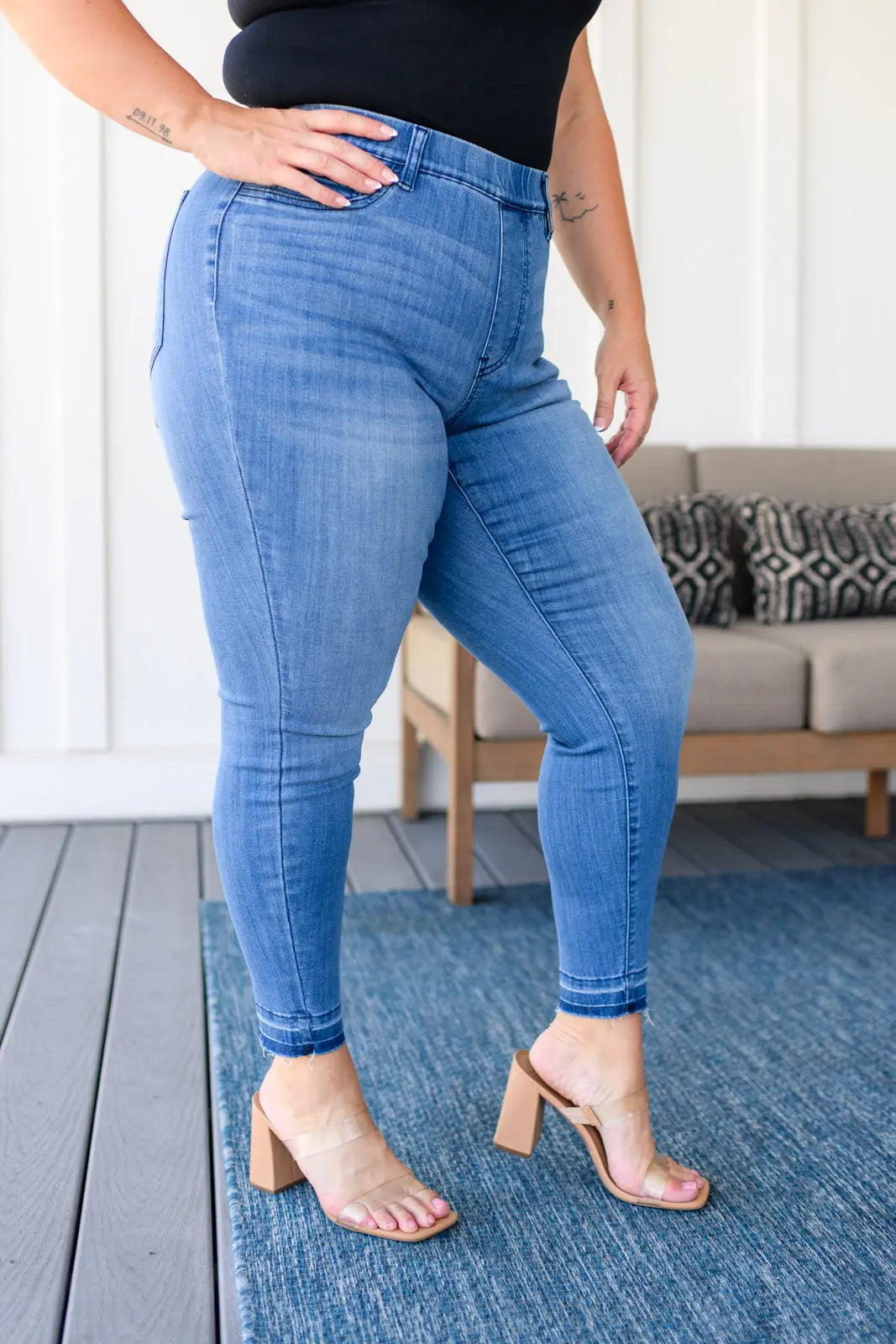 Amanda High Rise Pull-On Stretch Skinny Jeans for Women - Comfortable & Stylish with Release Hem - Perfect for Casual Wear, Office & Night Out