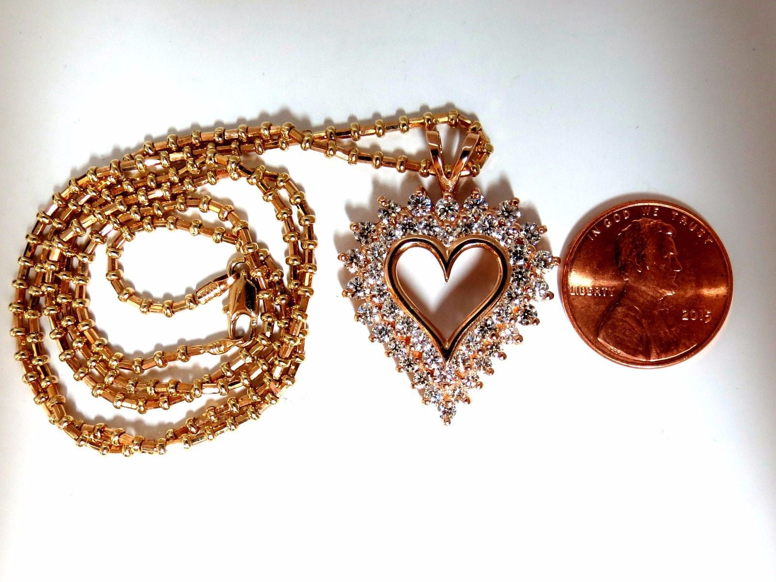 2.50 Carat Diamond Open Heart Pendant Necklace - 14K Gold G/VS Quality - 20 Inch Chain - Perfect Gift for Anniversary, Valentine's Day & Special Occasions